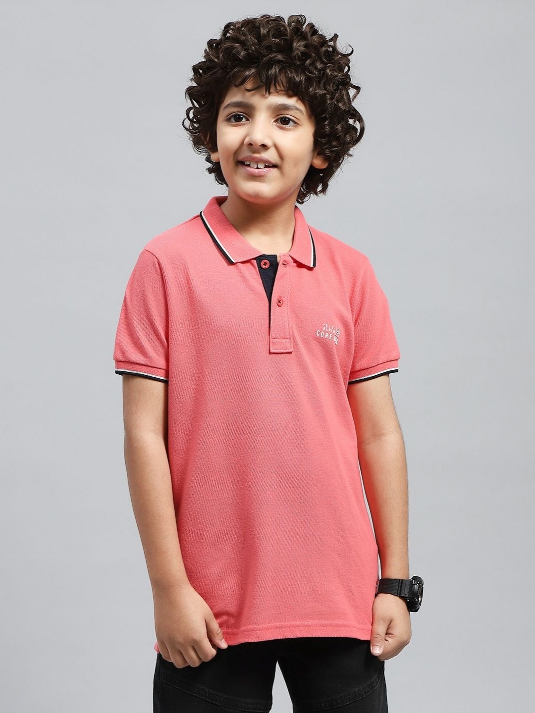 

Monte Carlo Boys Solid Polo Collar T-shirt, Pink