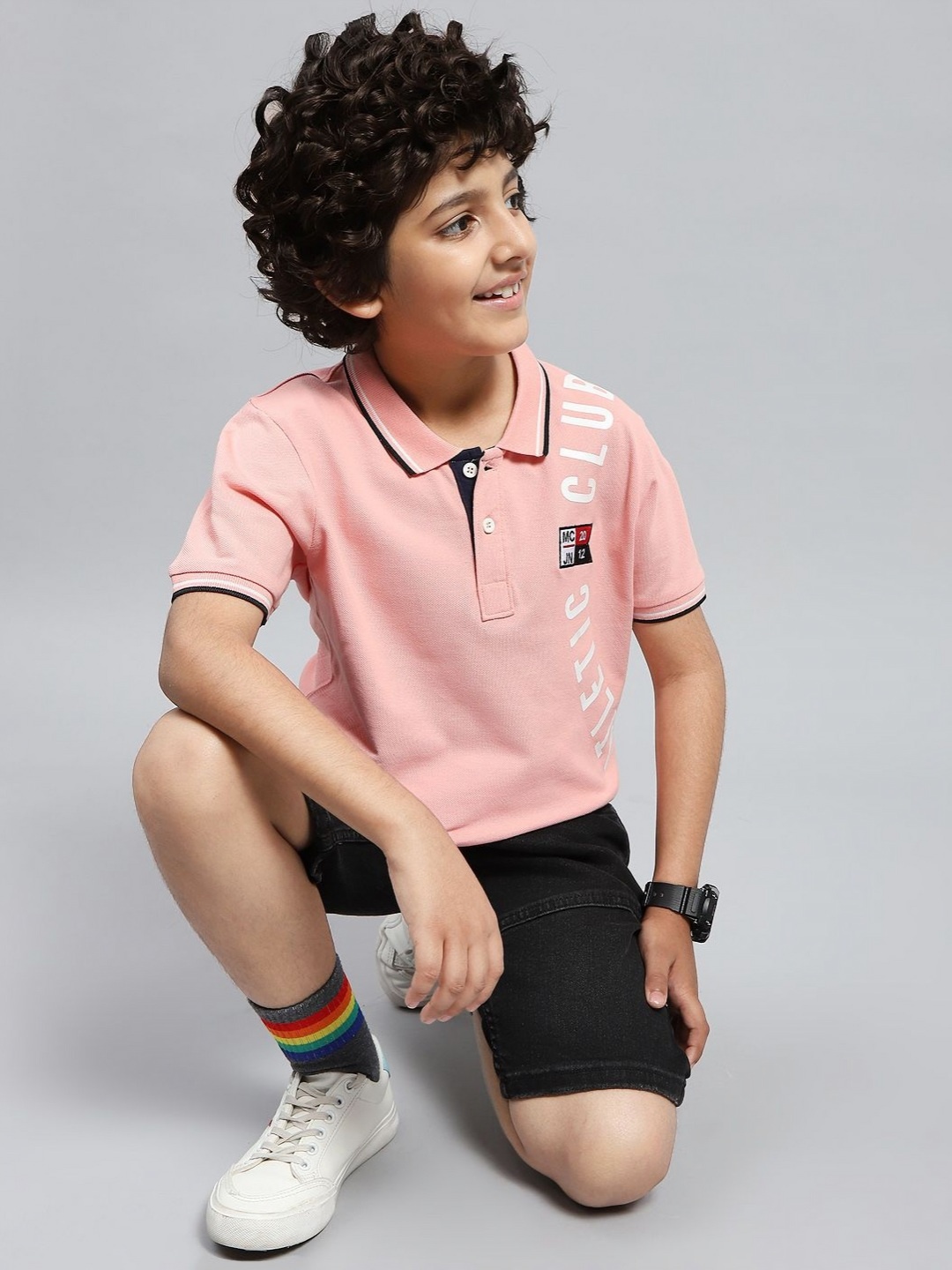 

Monte Carlo Boys Typography Printed Polo Collar T-shirt, Pink