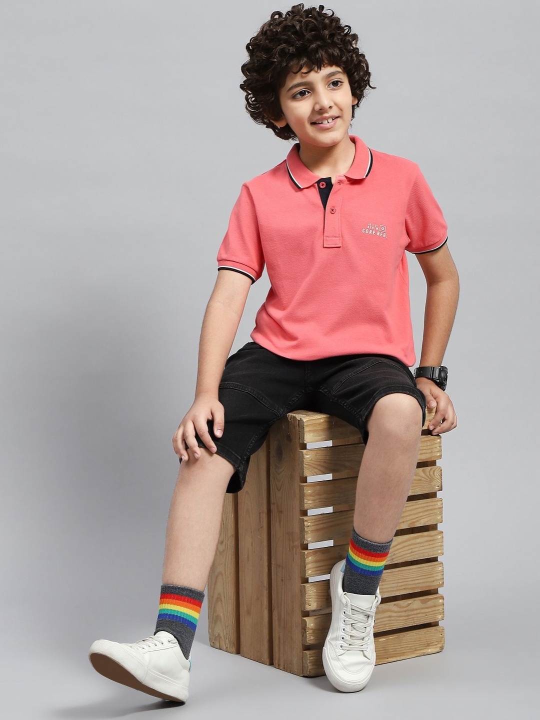 

Monte Carlo Boys Solid Polo Collar T-shirt, Pink