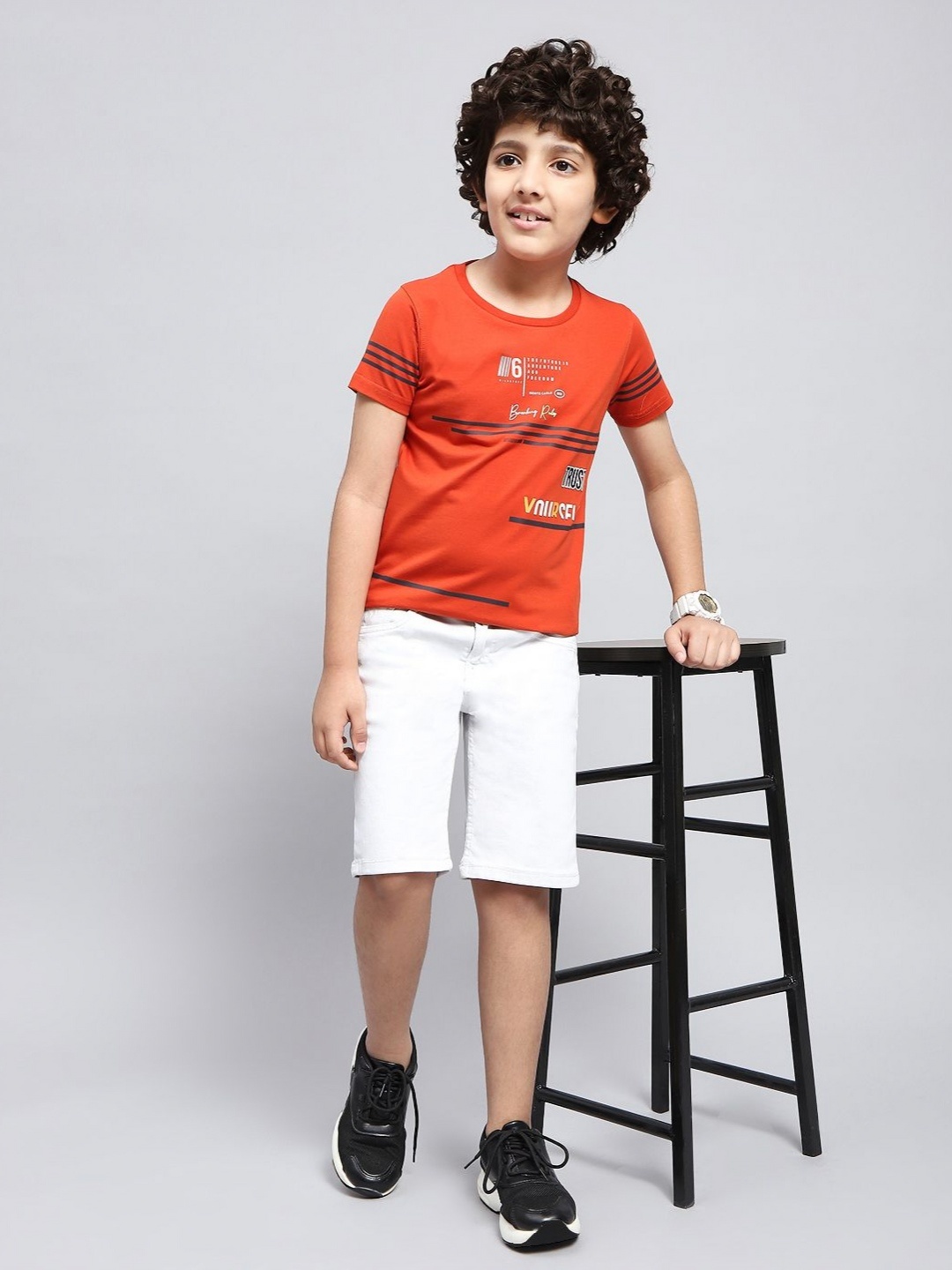 

Monte Carlo Boys Typography Printed Round Neck T-shirt, Orange