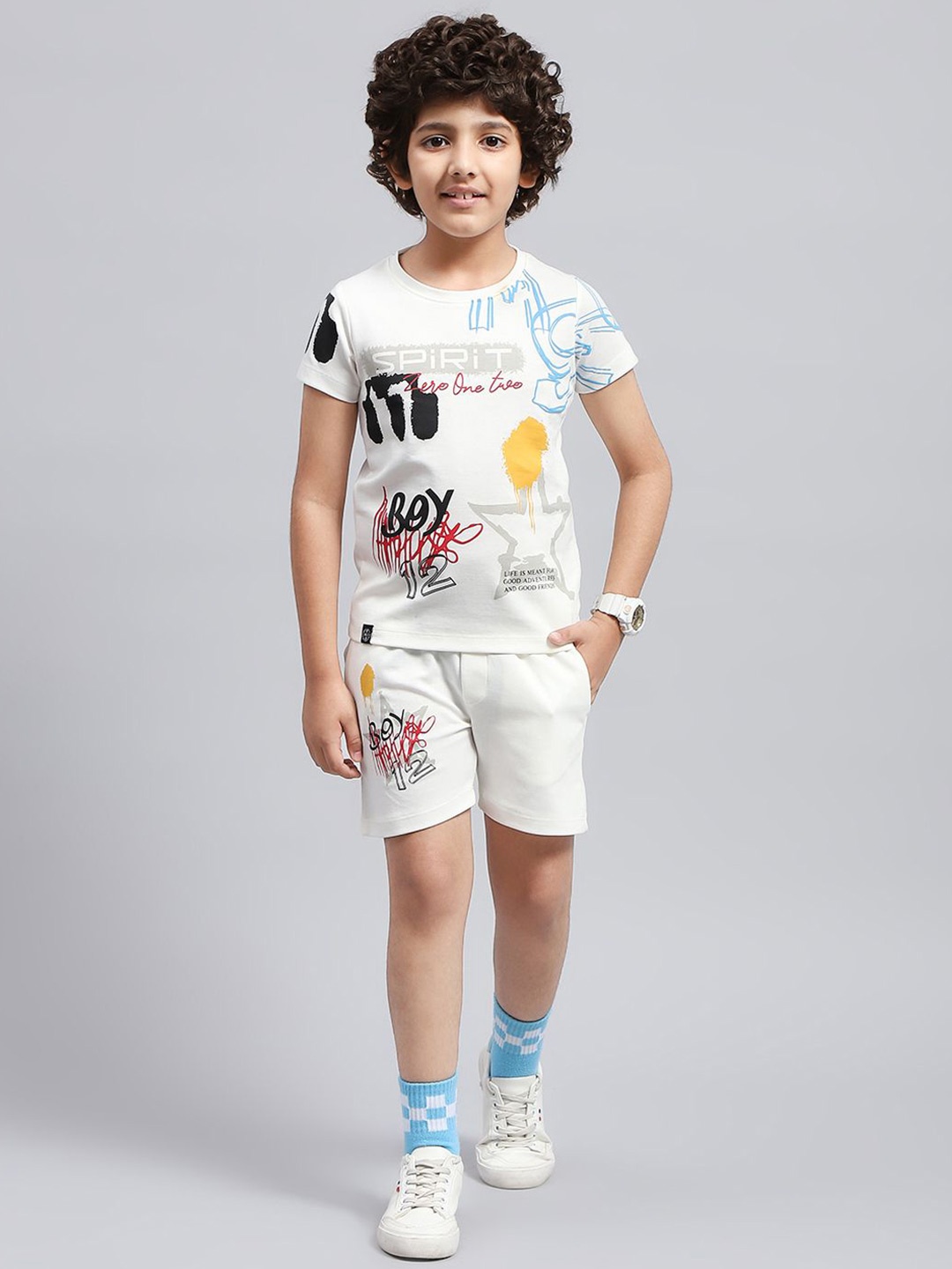 

Monte Carlo Boys Printed T-shirt with Shorts, White