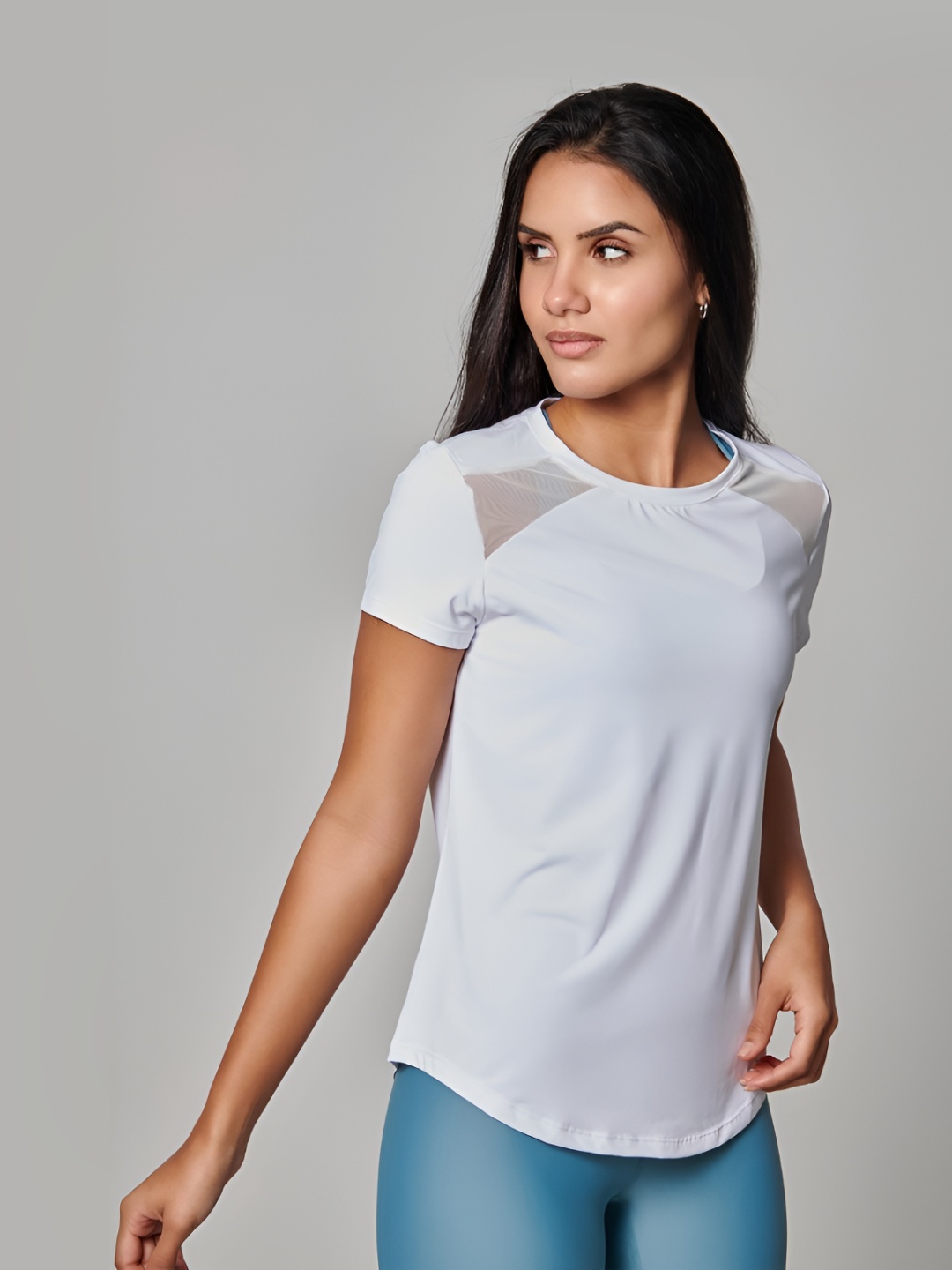 

Strongr.Athleisure Women Round Neck Dri-FIT T-shirt, Off white