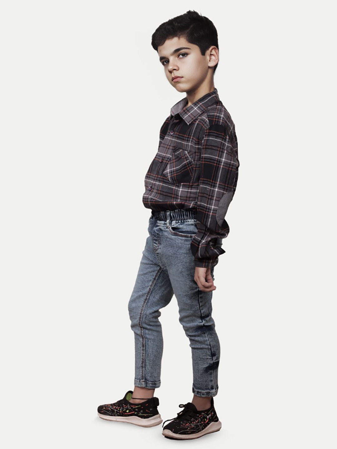 

BAESD Boys Standard Tartan Checked Casual Shirt, Black