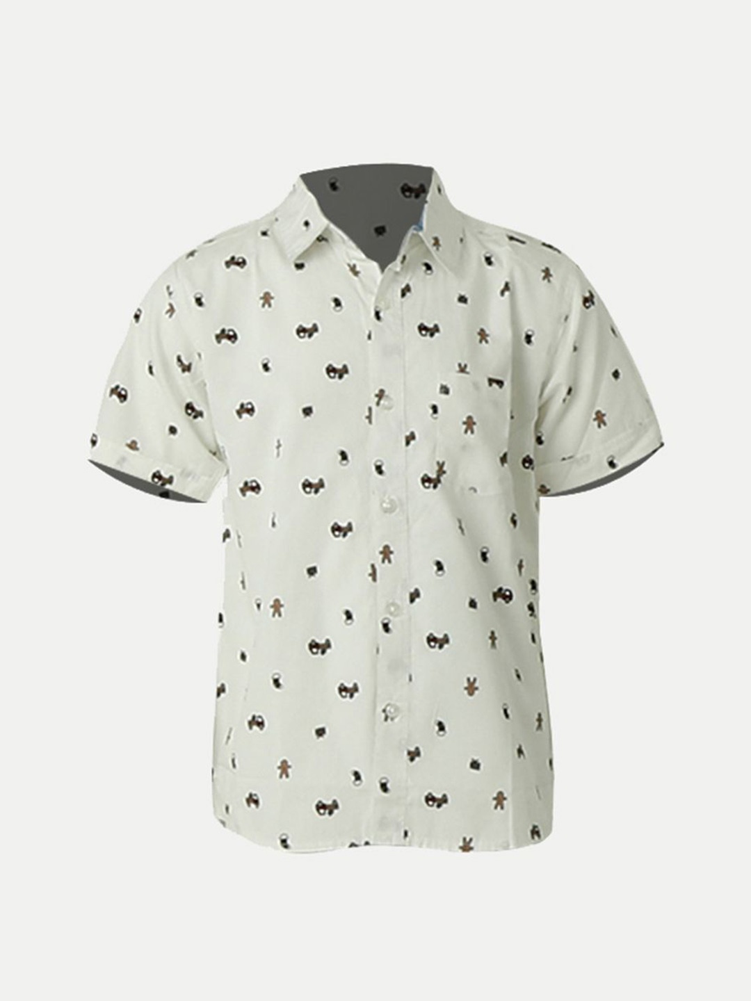 

BAESD Boys Standard Conversational Printed Casual Shirt, Beige
