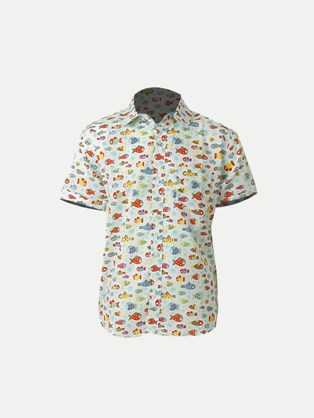 

BAESD Boys Standard Opaque Printed Half Sleeve Cotton Casual Shirt, White