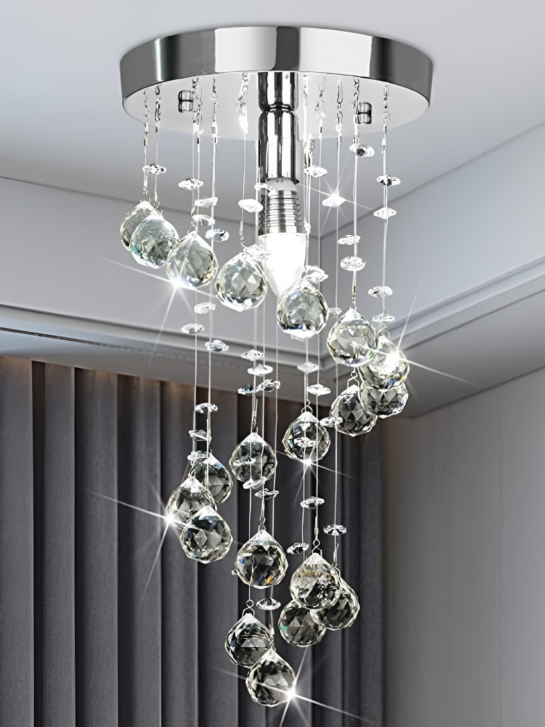 

ganeshart Transparent Textured Glass Contemporary Spherical Ceiling Lamp