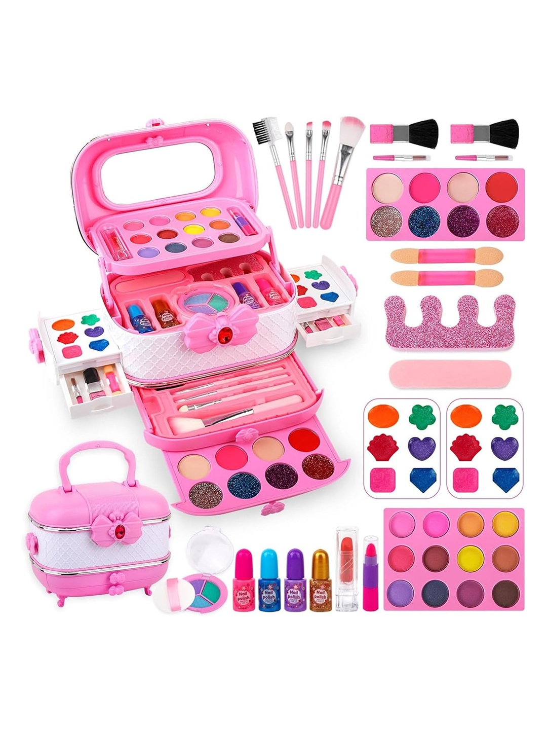 

Kidology Girls Real Washable Unicorn Tote Bag Makeup Kit, Pink