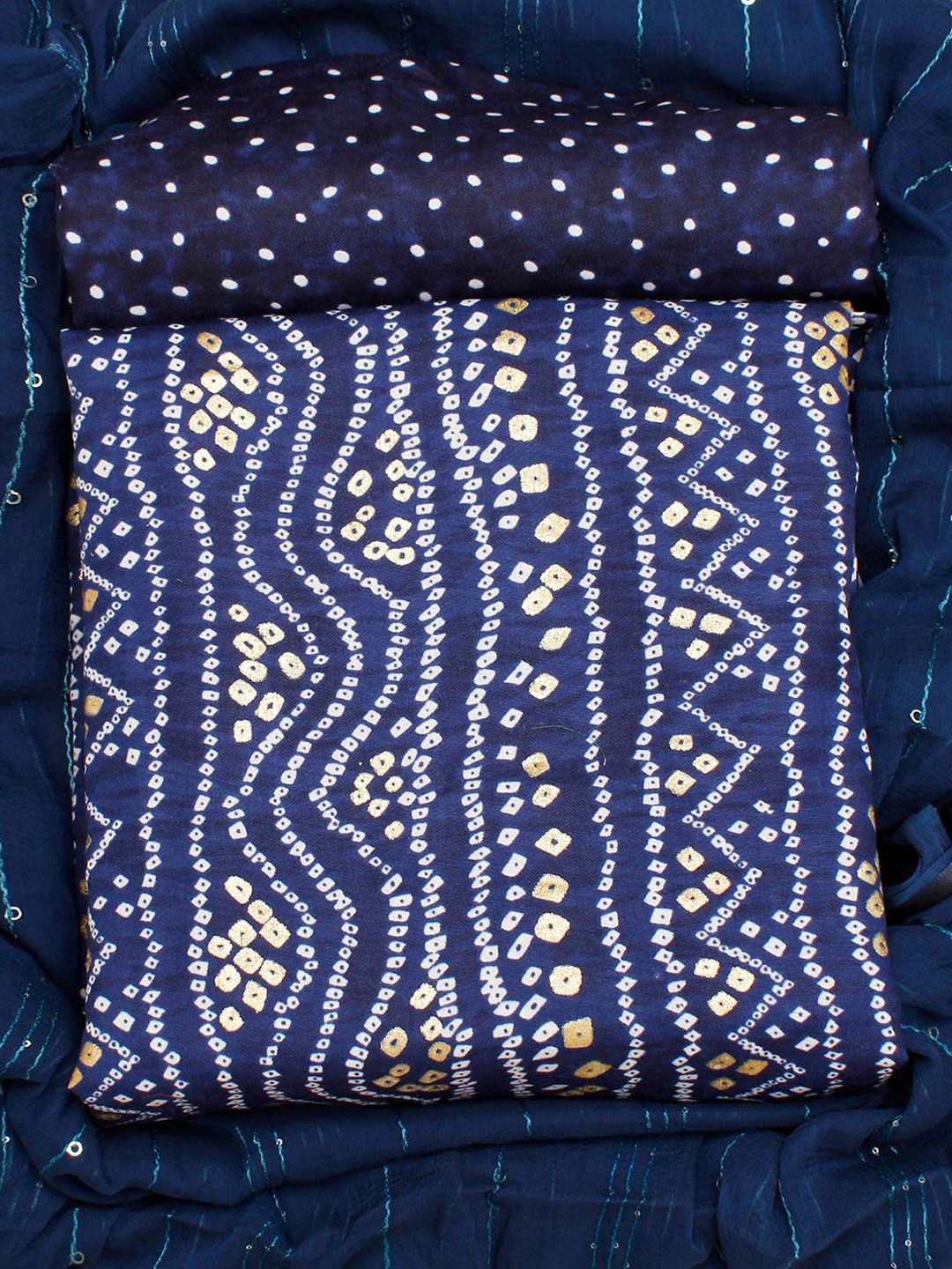 

Peachmode Printed Pure Cotton Unstitched Dress Material, Blue