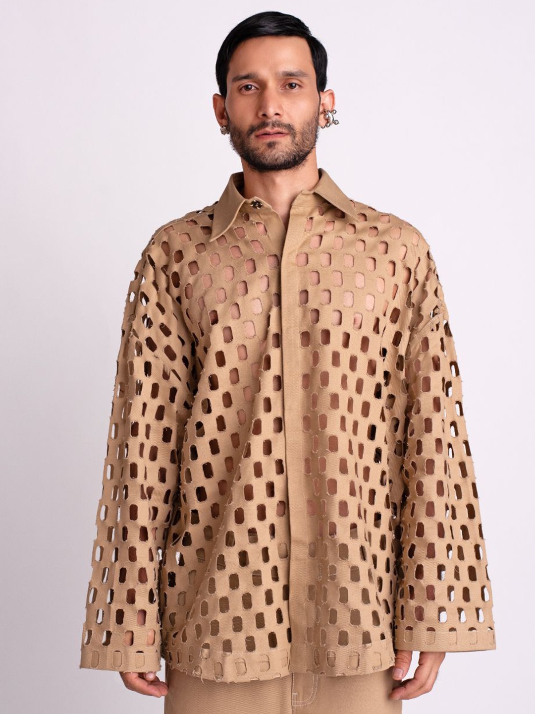 

ROSANI Unisex Oversized Casual Shirt, Khaki