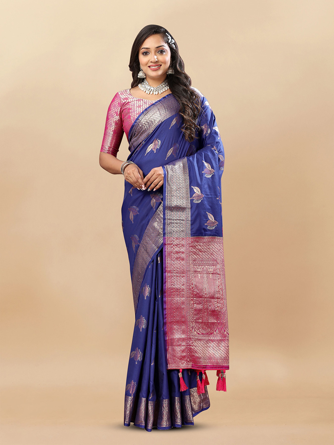 

Upalksh Woven Design Zari Banarasi Saree, Navy blue
