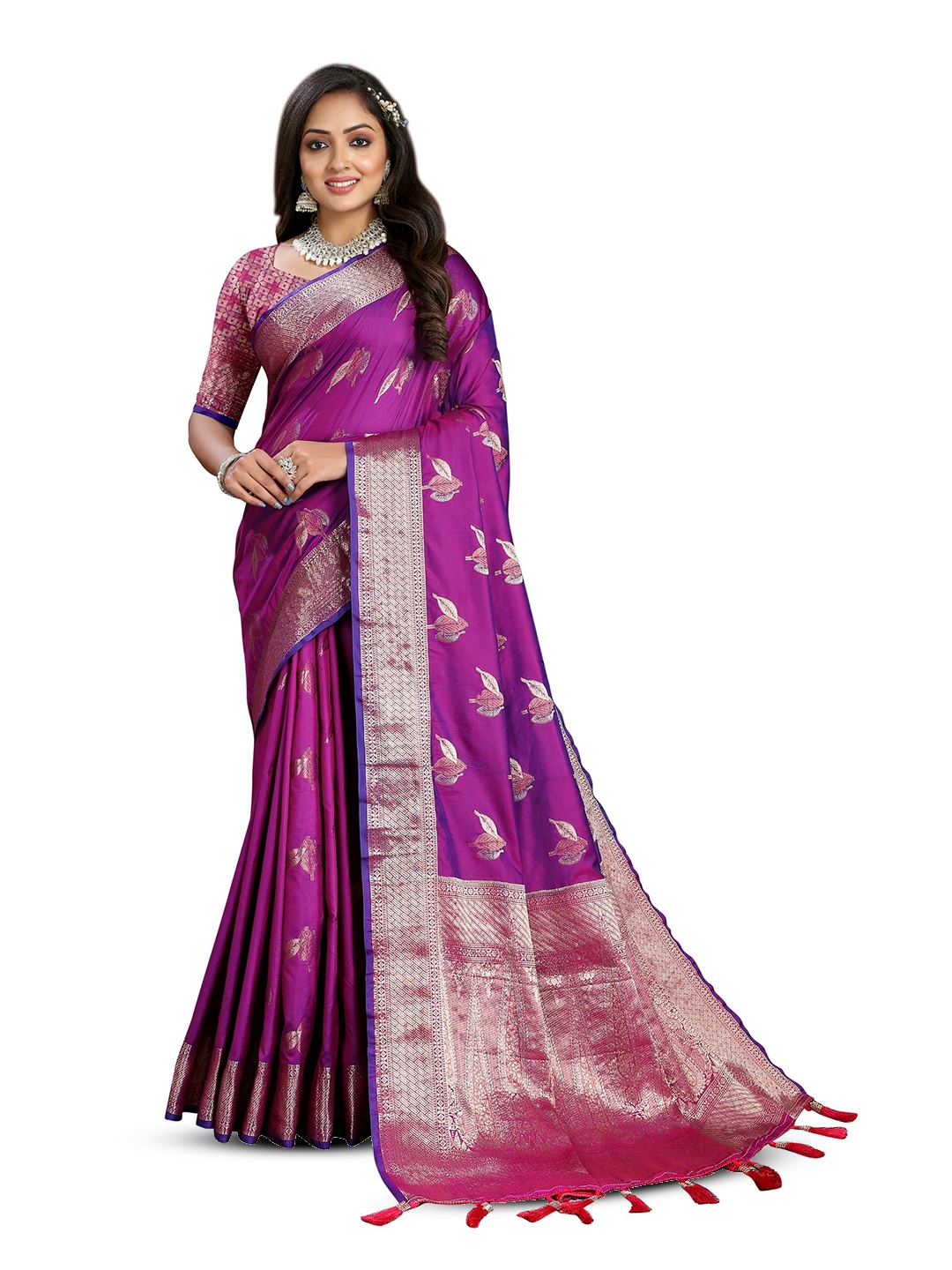 

Upalksh Woven Design Zari Banarasi Saree, Purple