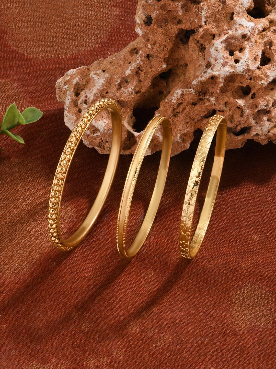 

Accessorize Set Of 3 Textured Bangles, Gold
