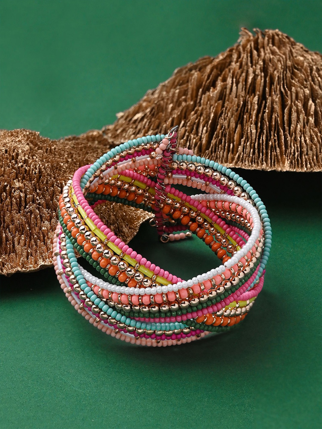 

Accessorize Artificial Beads Cuff Bracelet, Pink