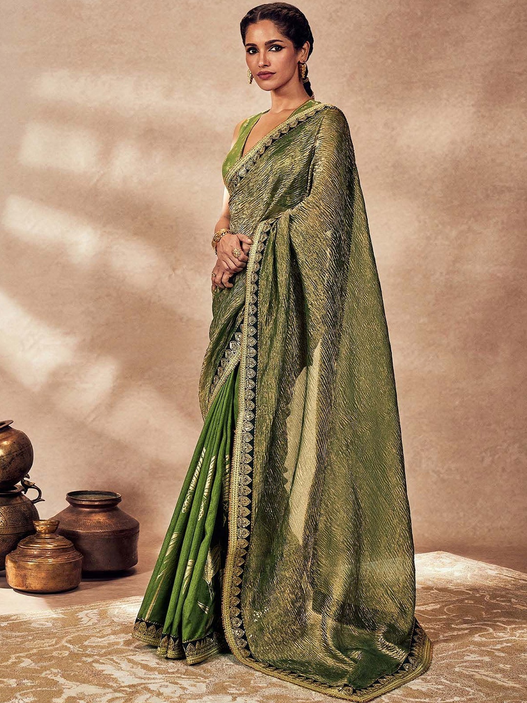 

Masaba Sequinned Celebrity Saree, Green