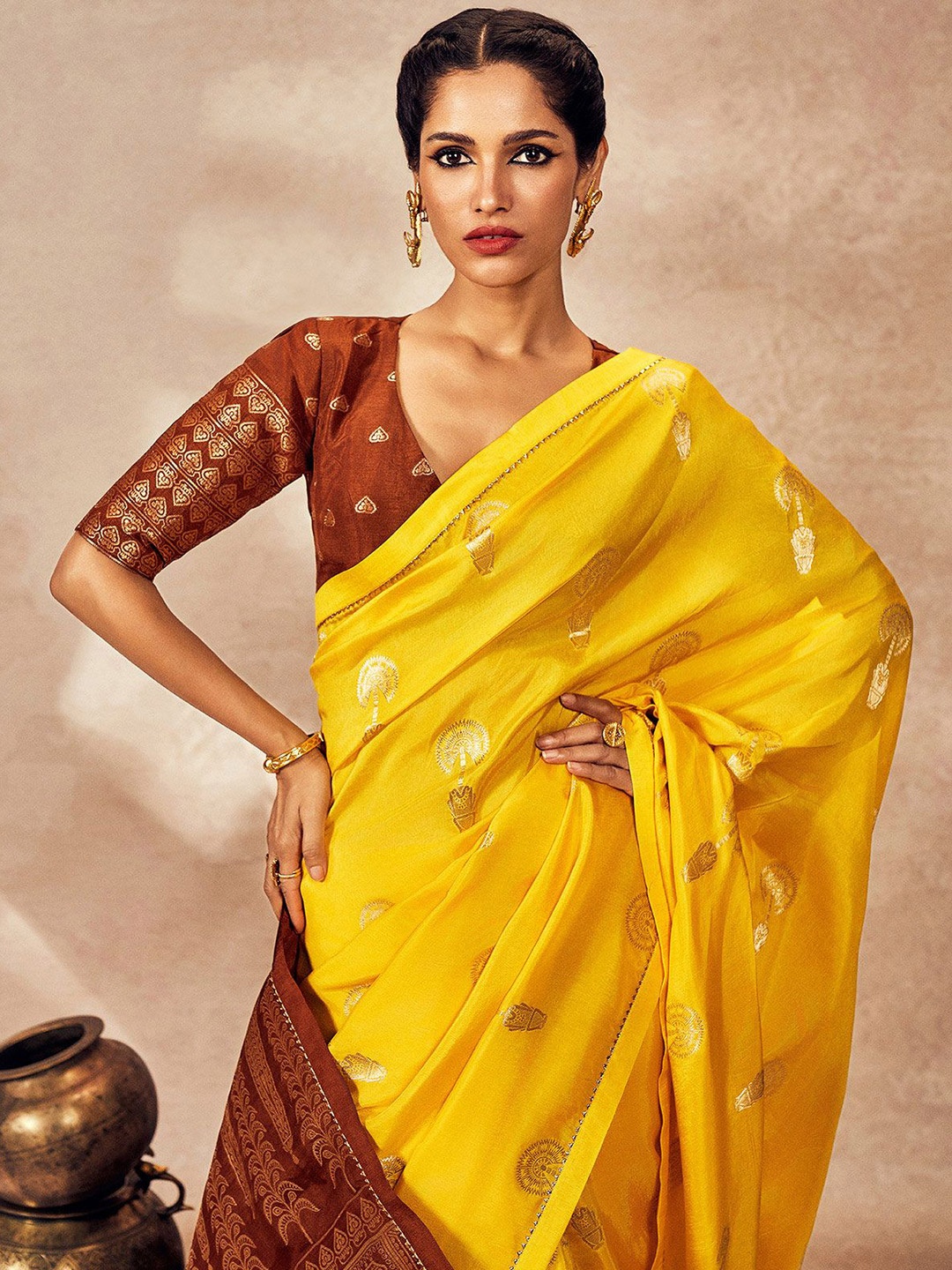 

Masaba Woven Design Zari Saree, Yellow