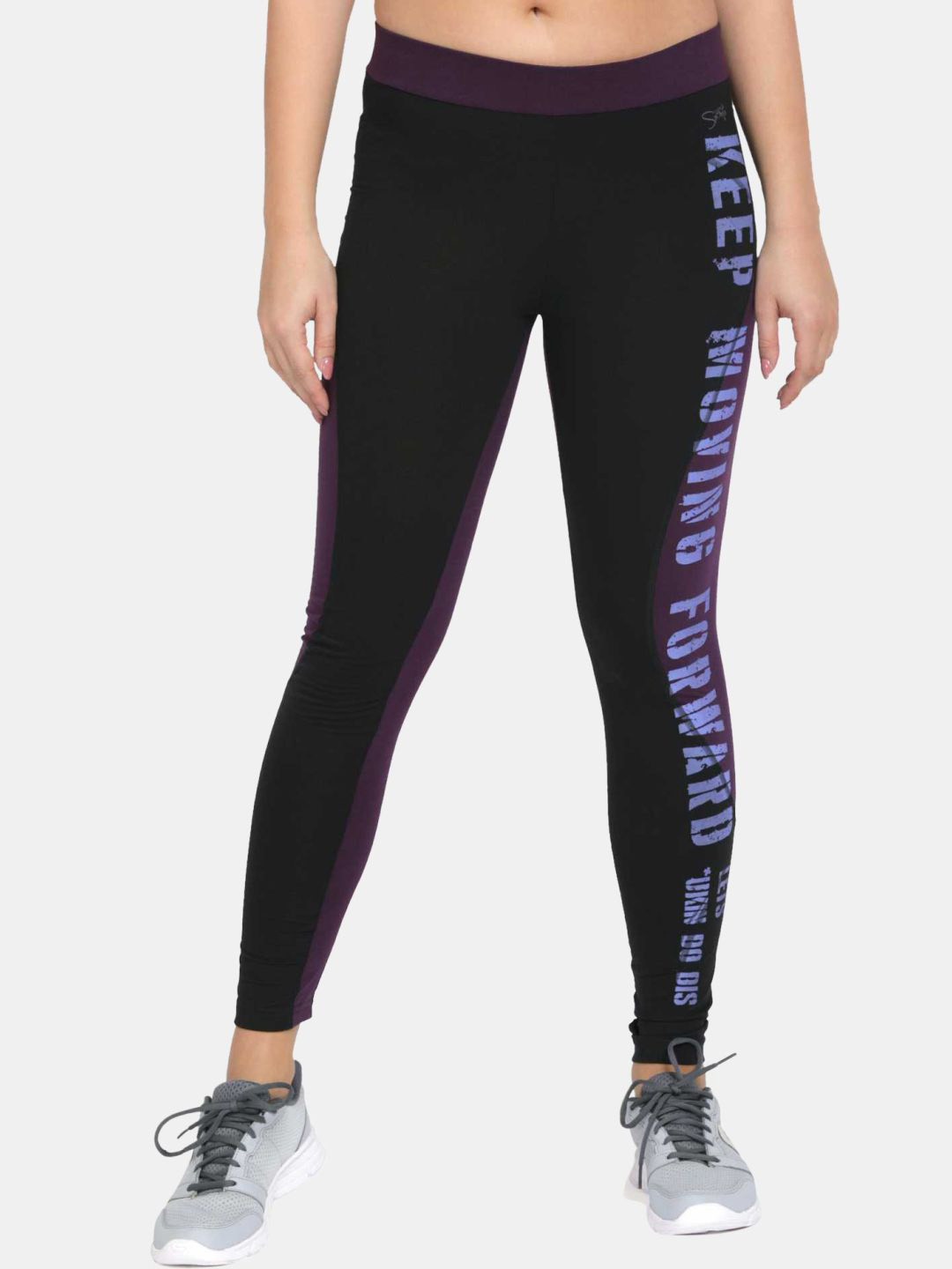 

Lovable Sport Printed Ankle Length Sports Tights, Black