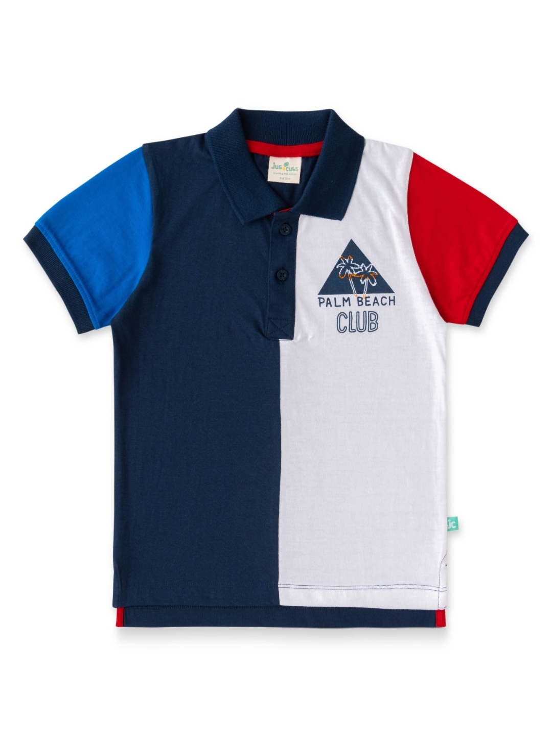 

JusCubs Boys Colourblocked Polo Collar Applique T-shirt, Multi