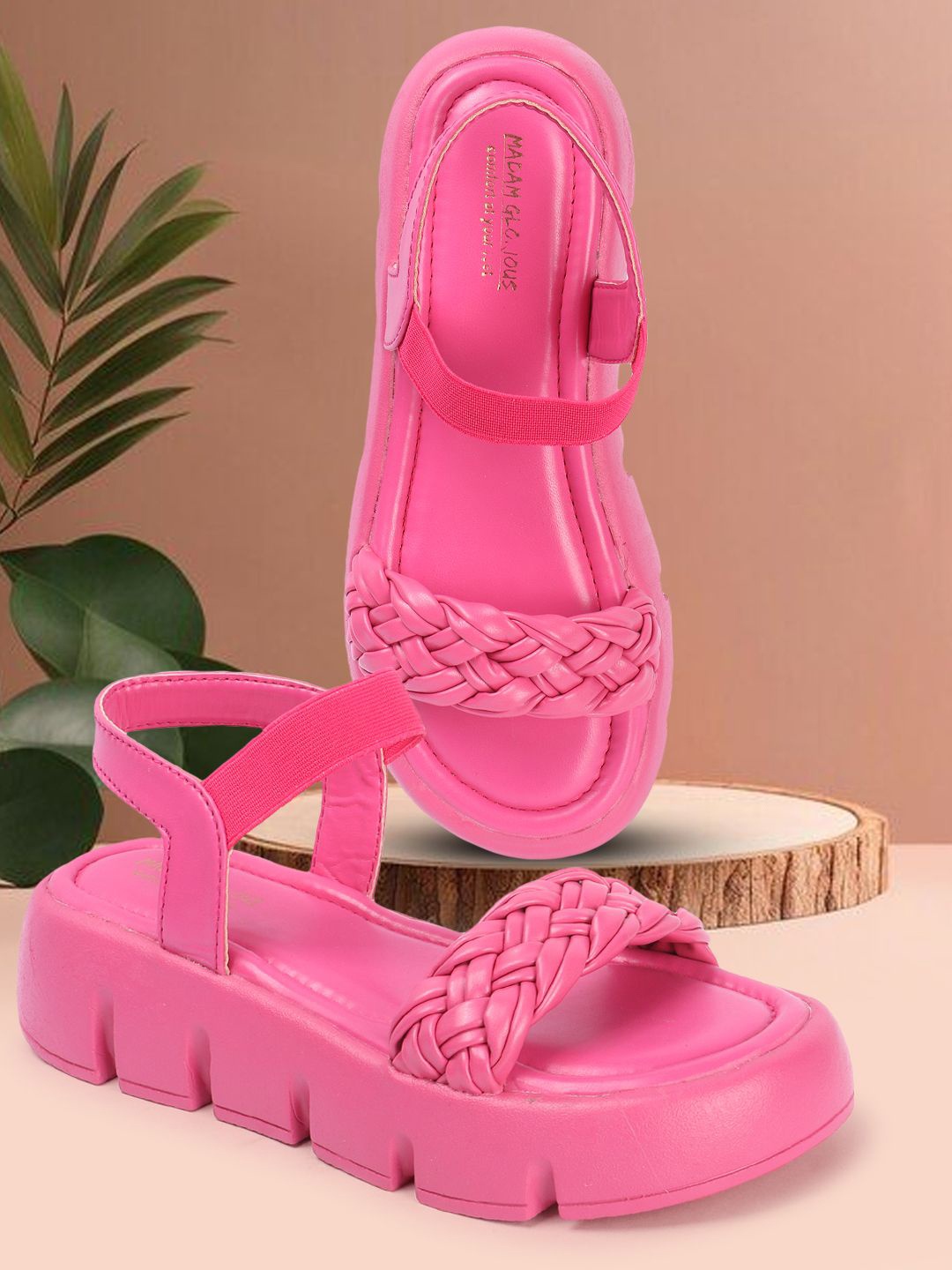 

madam glorious Open Toe Flatform Heels, Pink