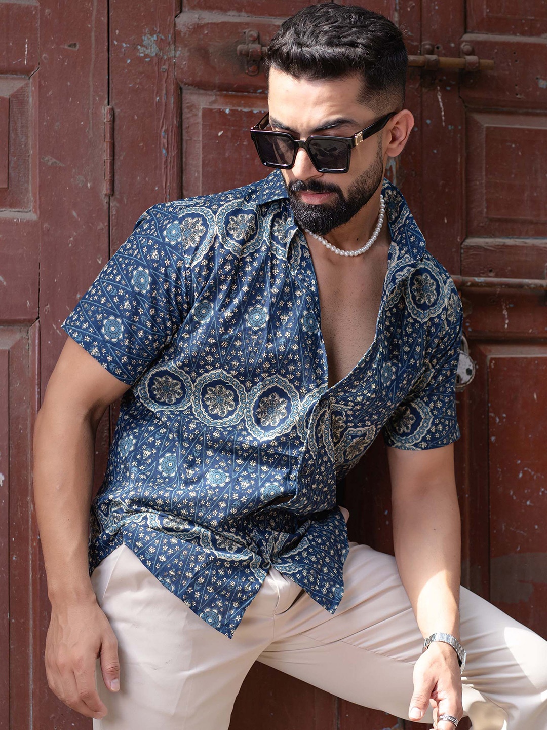 

Tistabene Men Comfort Floral Printed Casual Shirt, Blue