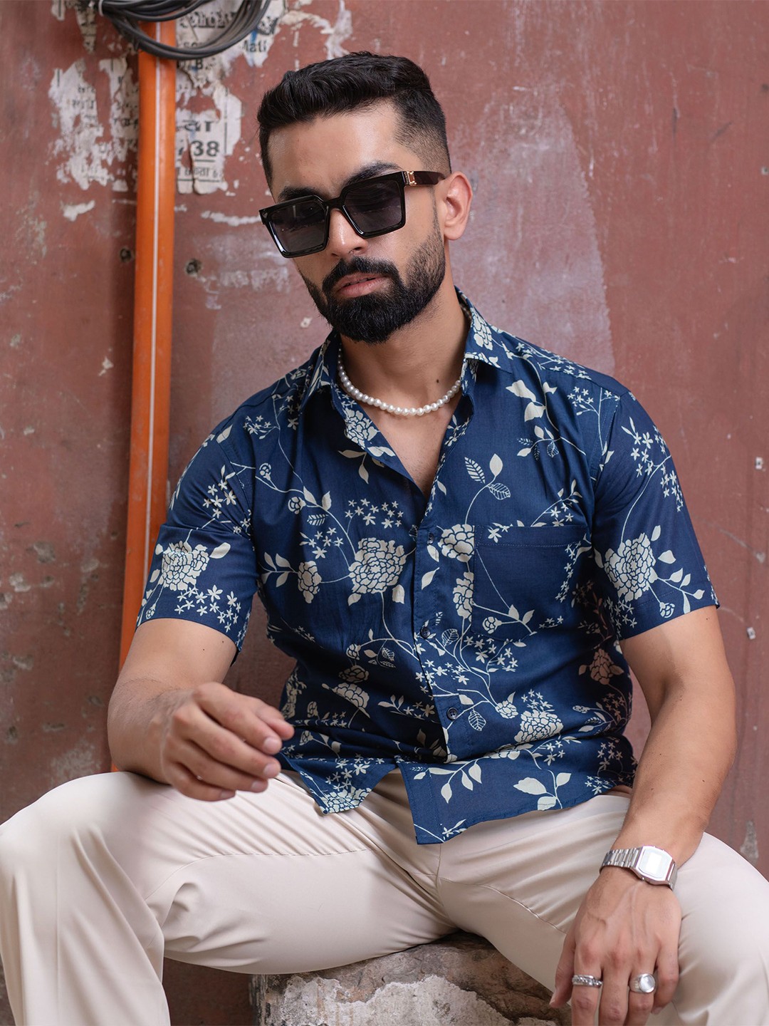

Tistabene Men Comfort Floral Printed Casual Shirt, Blue