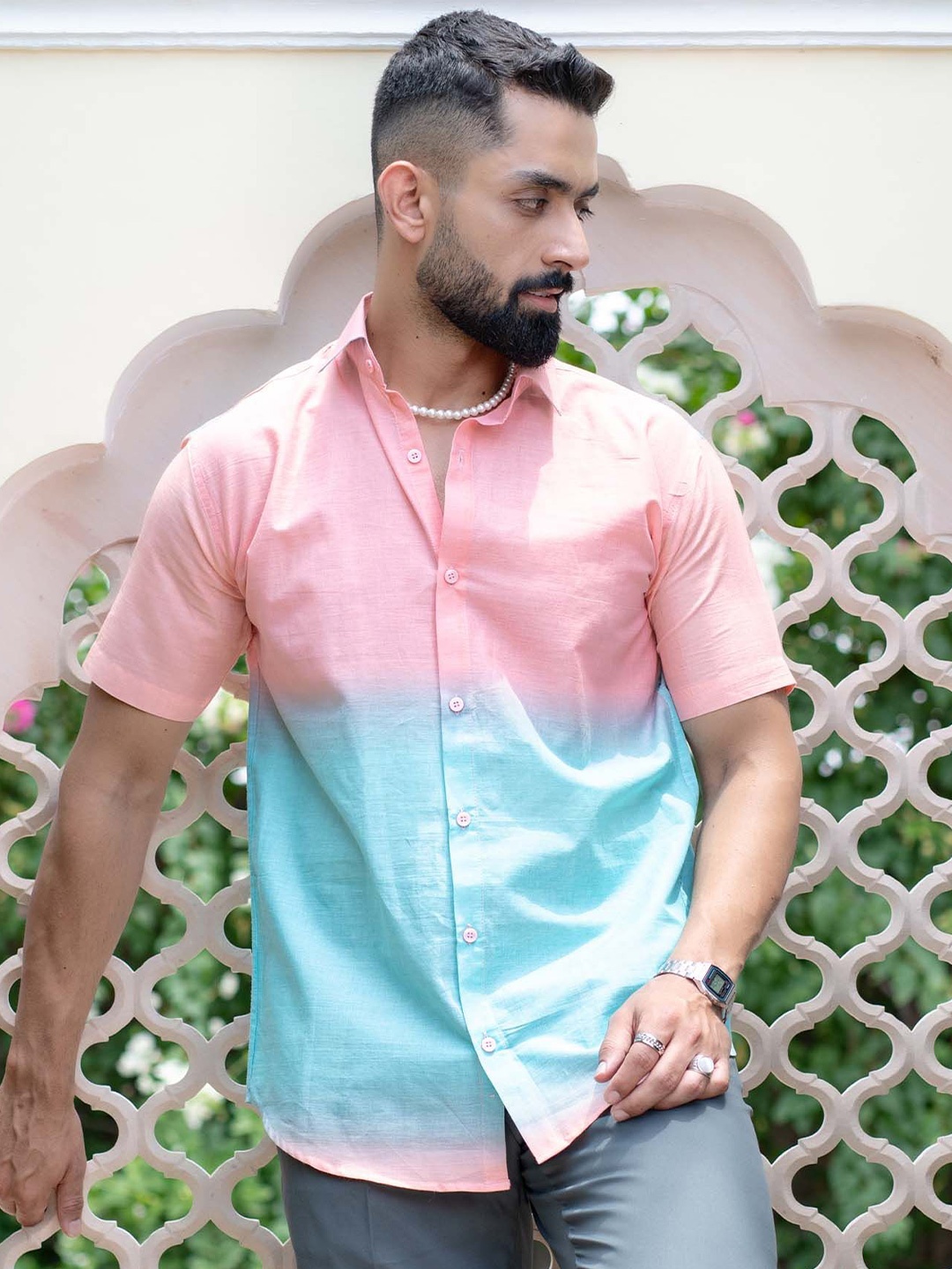 

Tistabene Men Comfort Ombre Casual Shirt, Blue