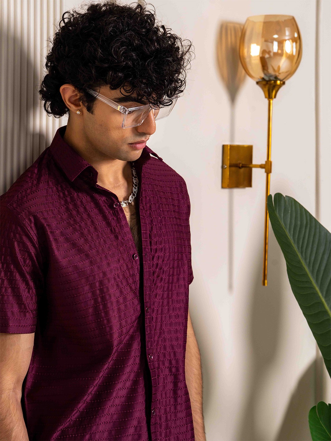 

Tistabene Men Comfort Embroidered Solid Casual Shirt, Maroon