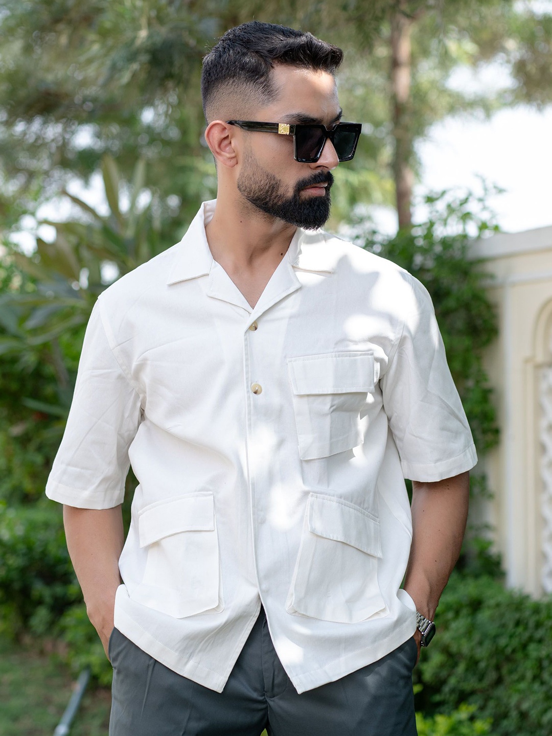 

Tistabene Men Comfort Solid Casual Oversized Shirt, White