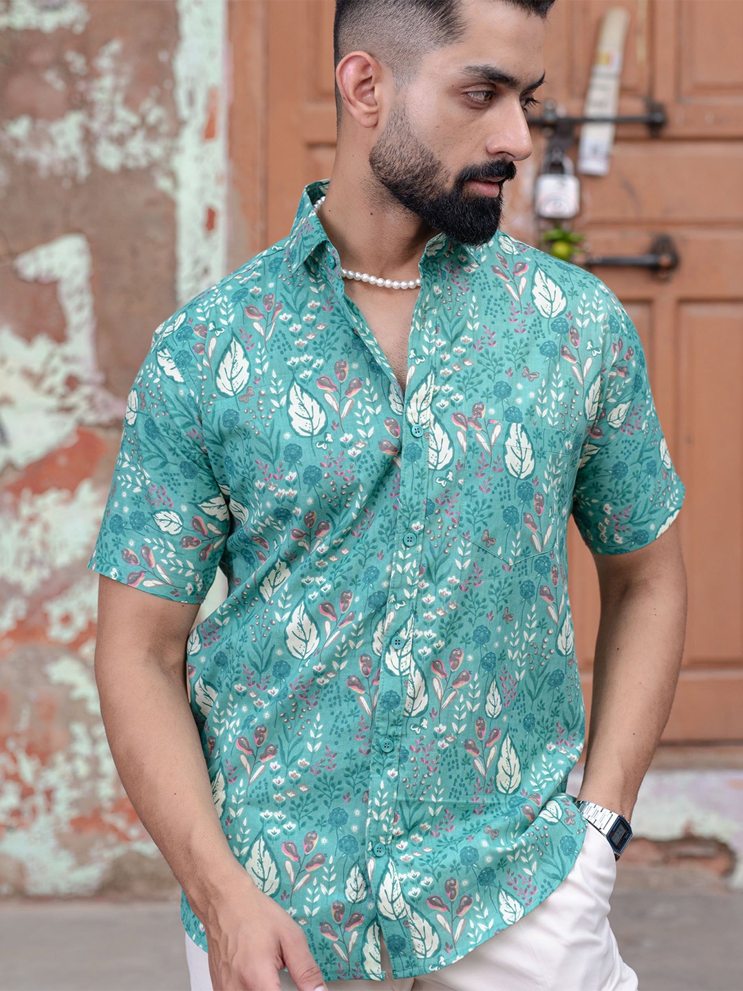 

Tistabene Men Comfort Floral Printed Casual Shirt, Green