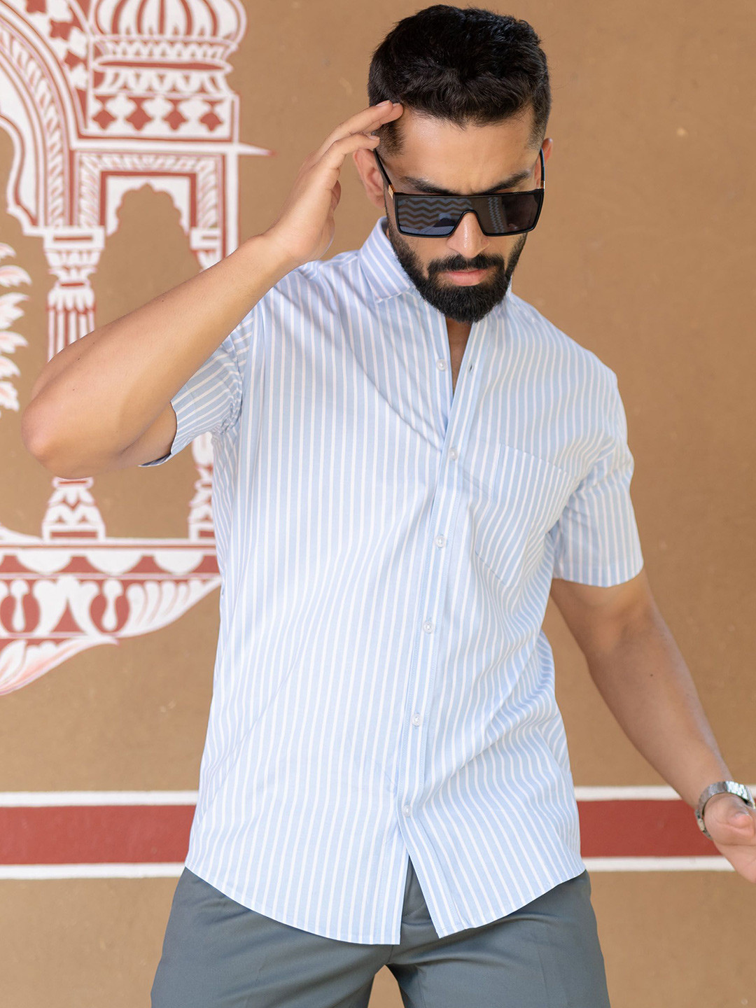 

Tistabene Men Comfort Striped Casual Shirt, Blue