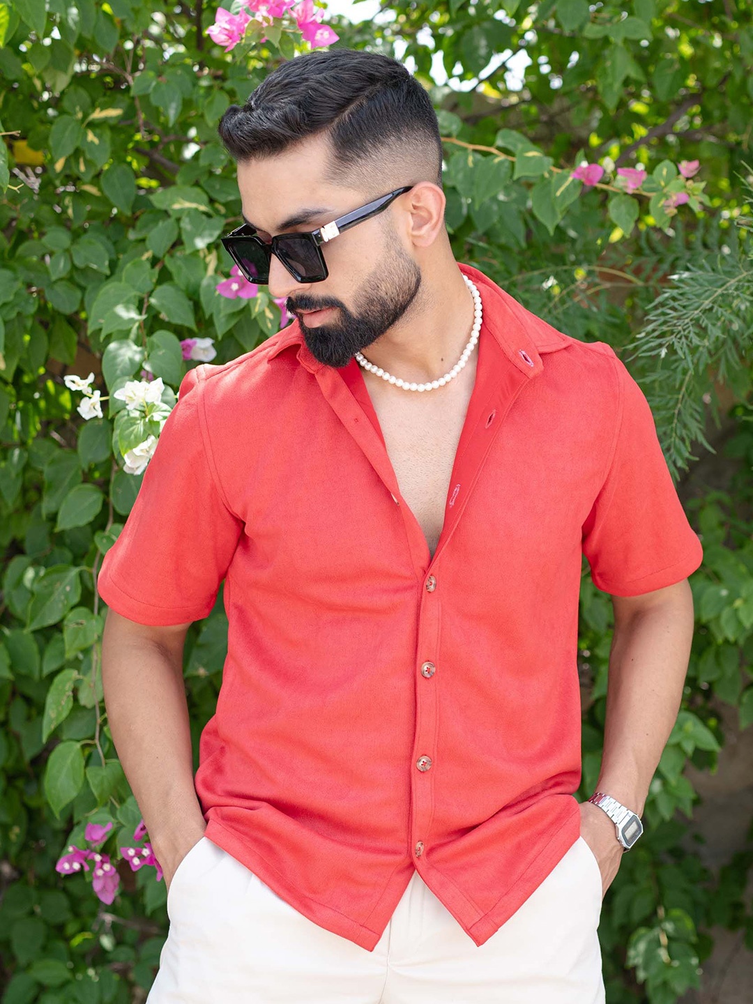 

Tistabene Men Comfort Solid Casual Oversized Shirt, Red