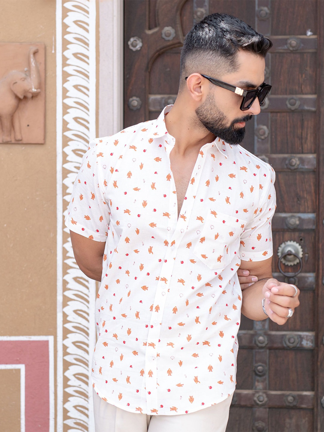 

Tistabene Men Comfort Conversational Printed Casual Shirt, White