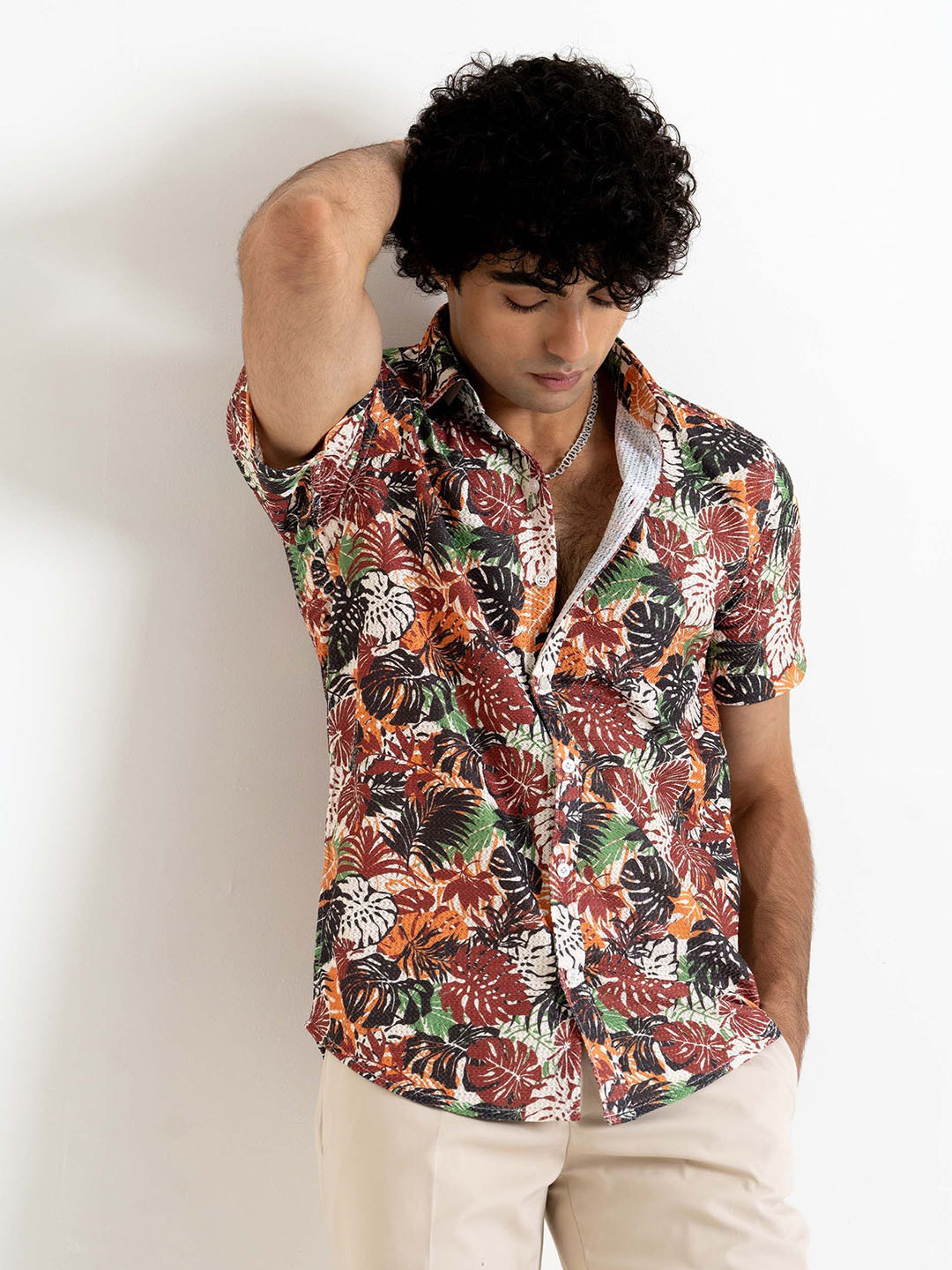 

Tistabene Men Comfort Floral Printed Casual Shirt, Brown