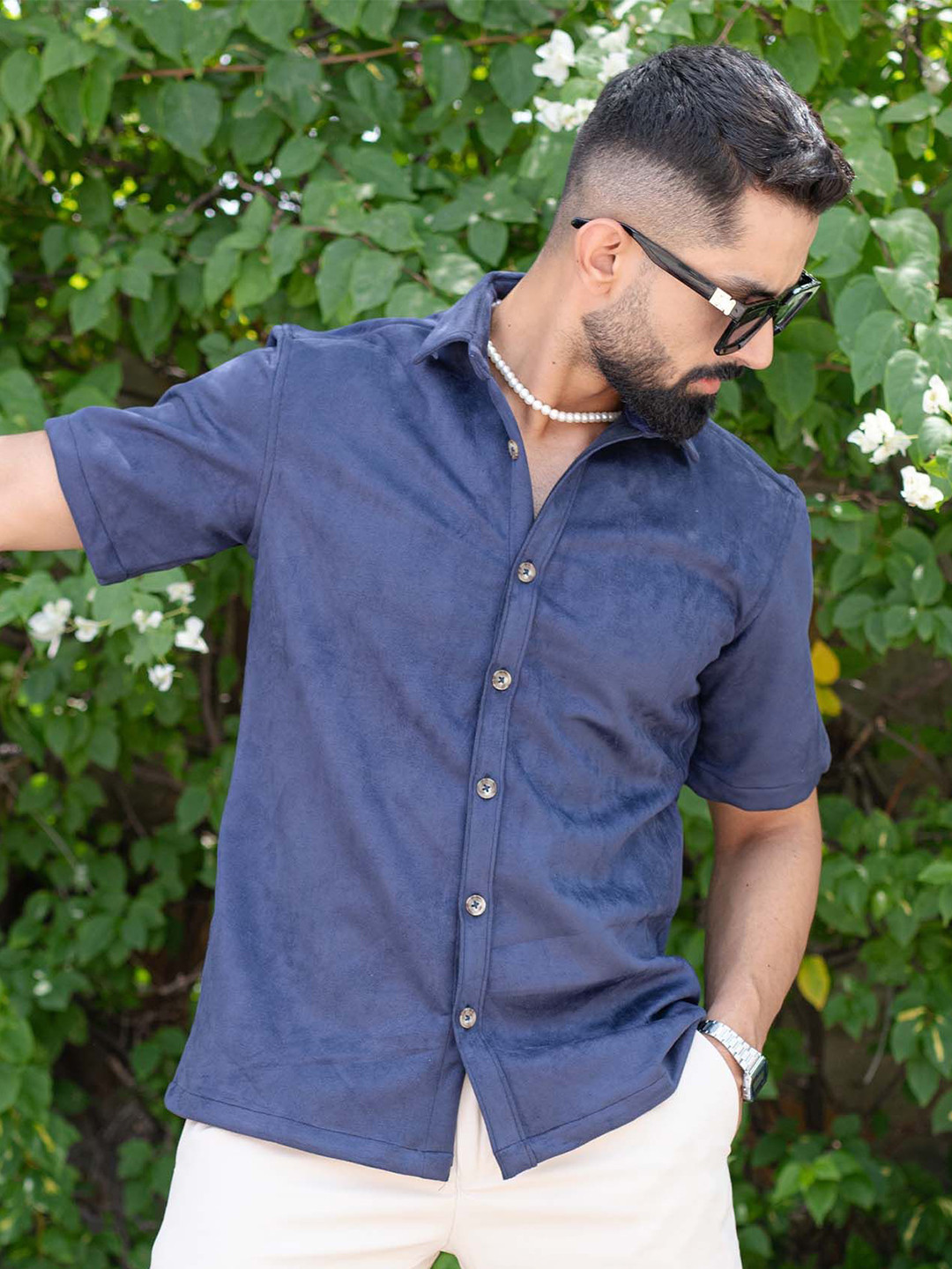 

Tistabene Men Comfort Solid Casual Oversized Shirt, Blue