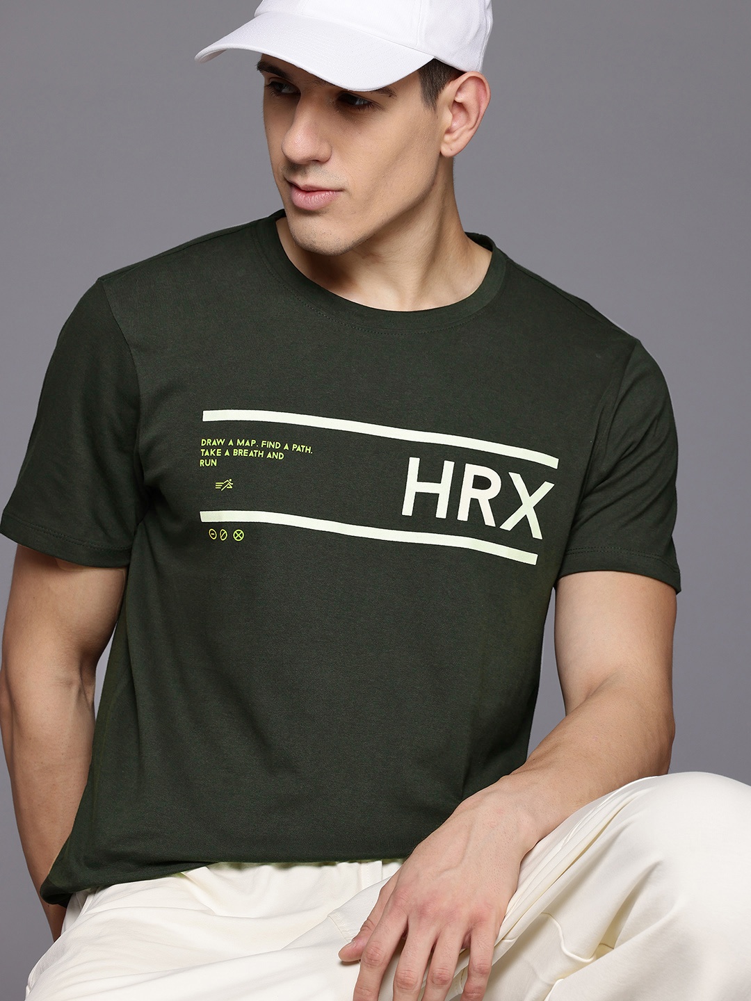 

HRX by Hrithik Roshan Men Brand Logo Printed T-shirt, Olive