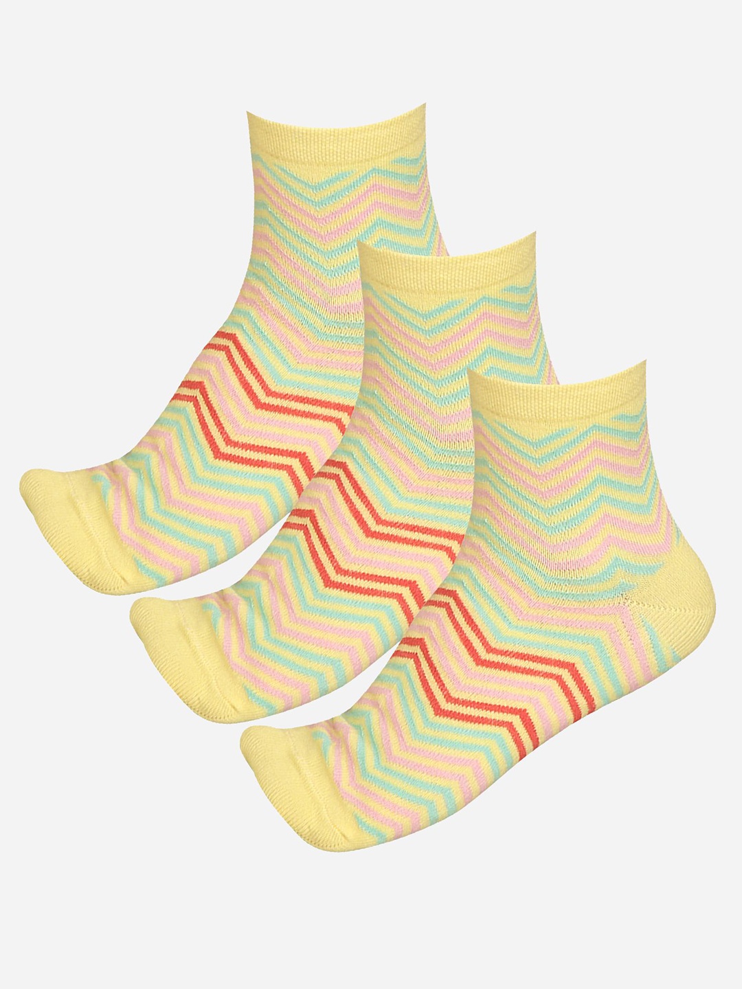 

Bodycare Women Pack Of 3 Printed Cotton Ankle Length Socks, Yellow