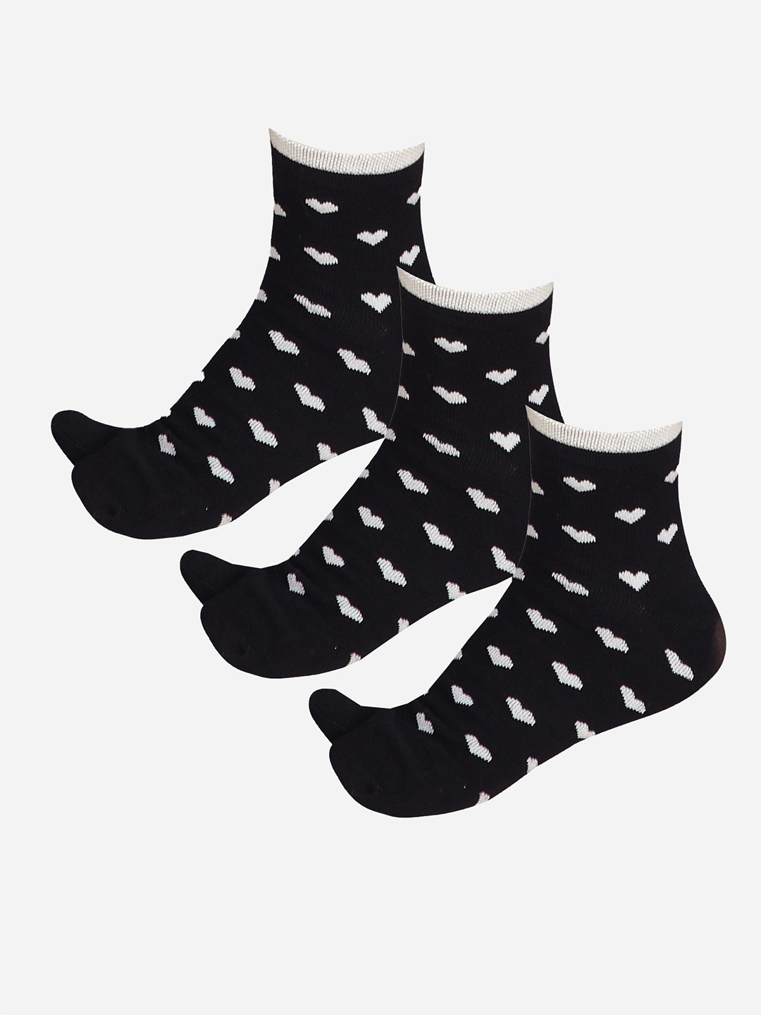 

Bodycare Pack Of 3 Printed Cotton Ankle-Length Socks, Black