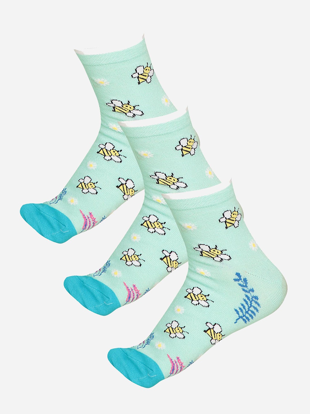 

Bodycare Women Pack Of 3 Ankle- Length Patterned Socks, Green