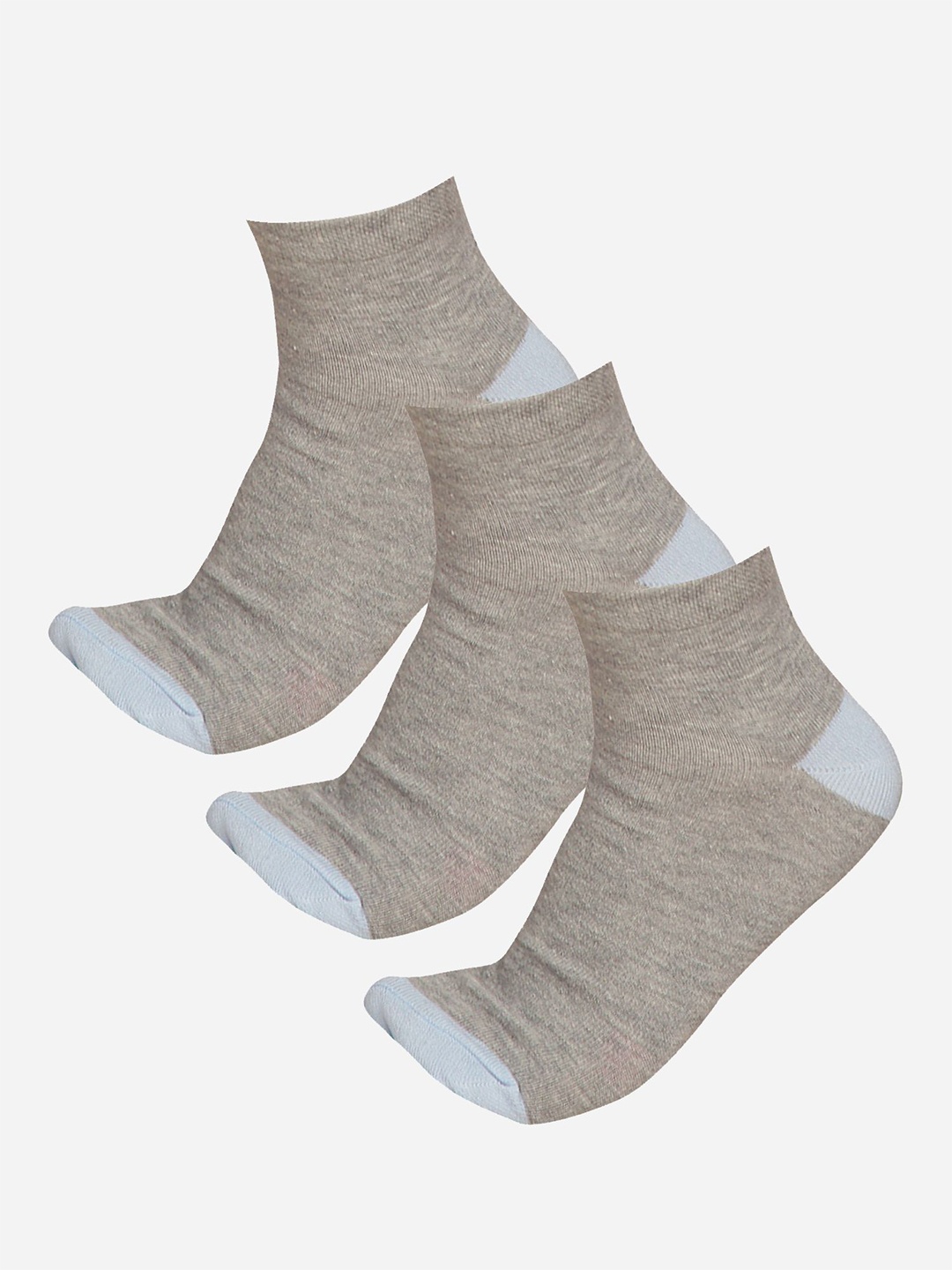 

Bodycare Women Pack Of 3 Cotton Ankle-Length Socks, Grey melange