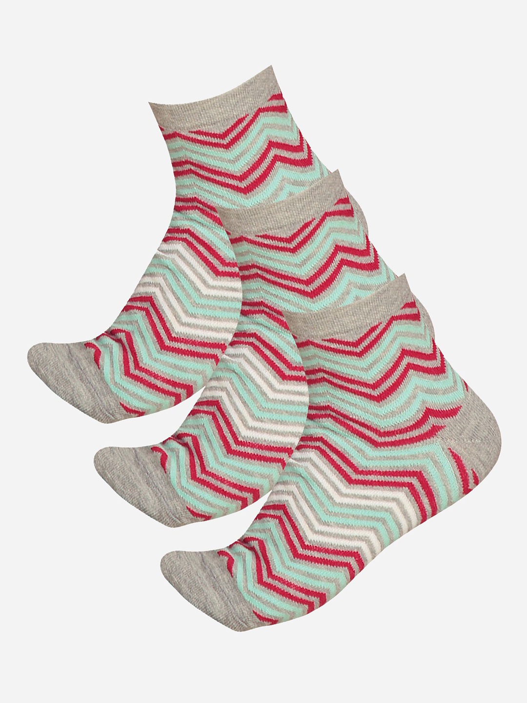 

Bodycare Pack Of 3 Printed Ankle-Length Socks, Grey melange
