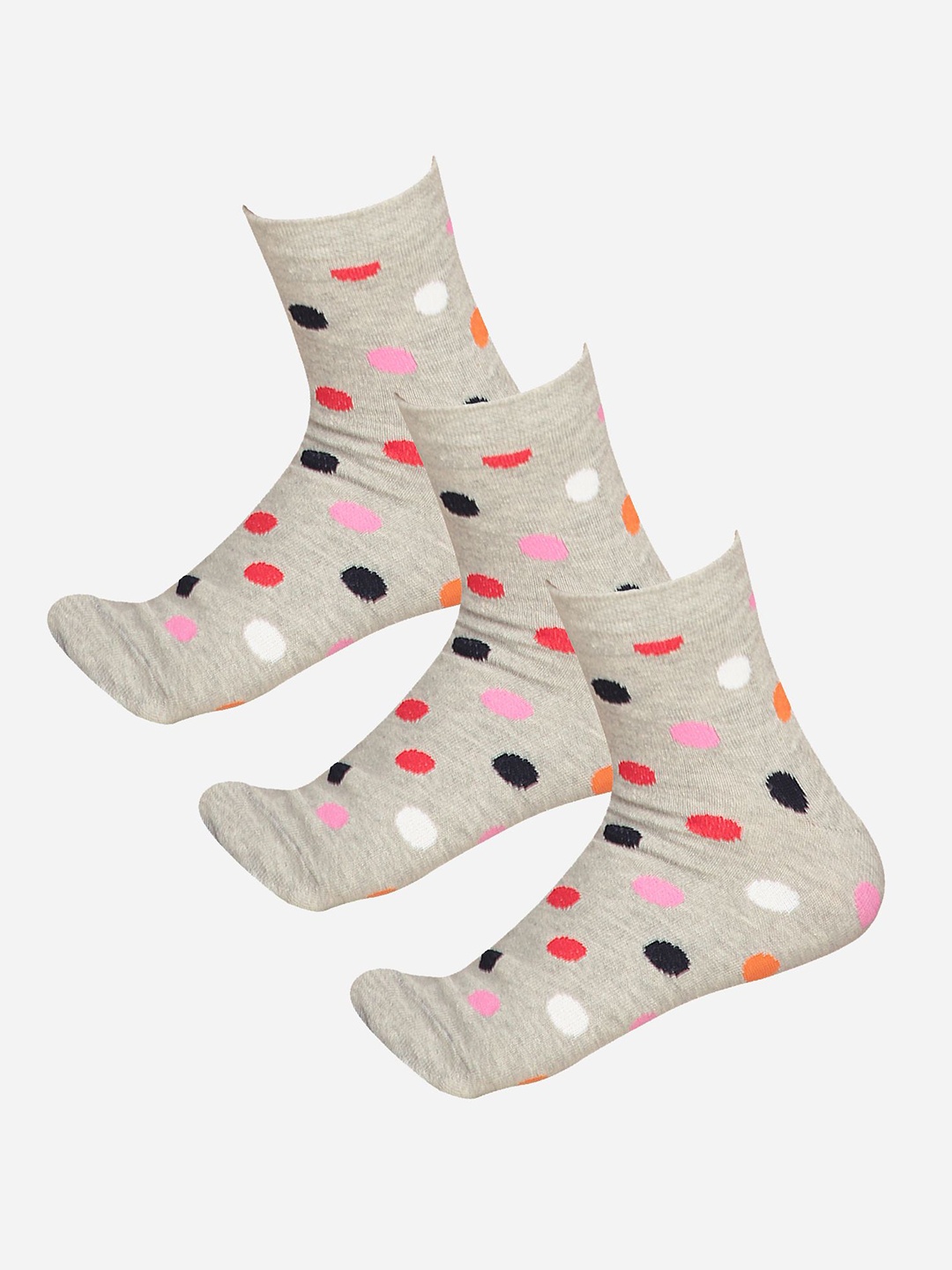 

Bodycare Women Pack Of 3 Printed Cotton Ankle Length Socks, Grey melange
