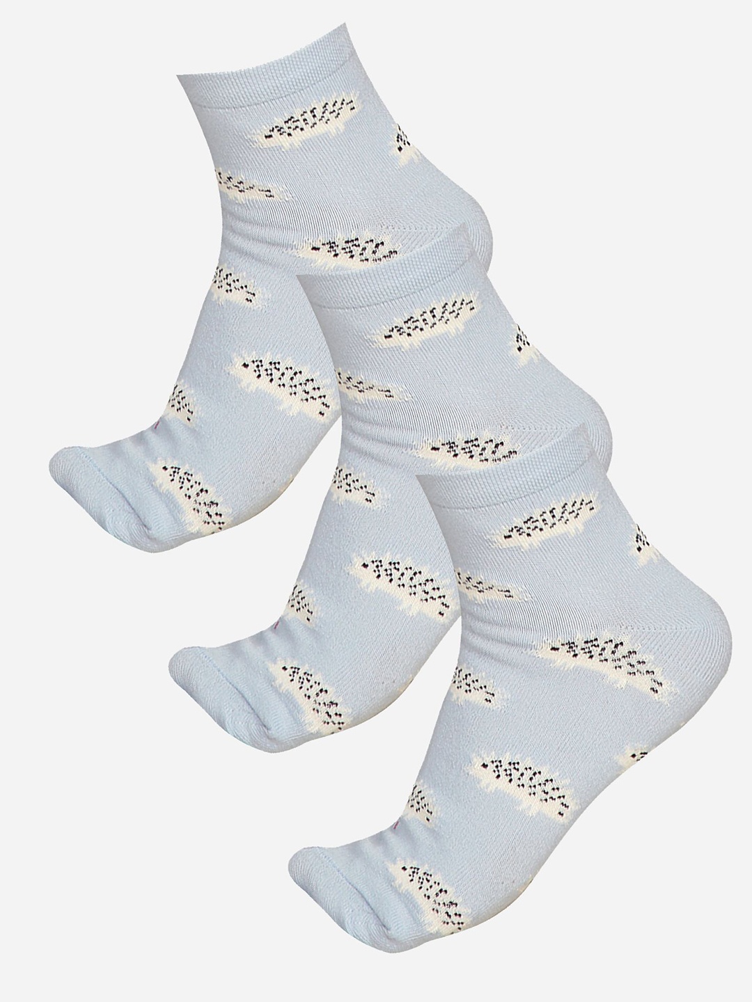 

Bodycare Pack Of 3 Printed Cotton Ankle-Length Socks, Blue