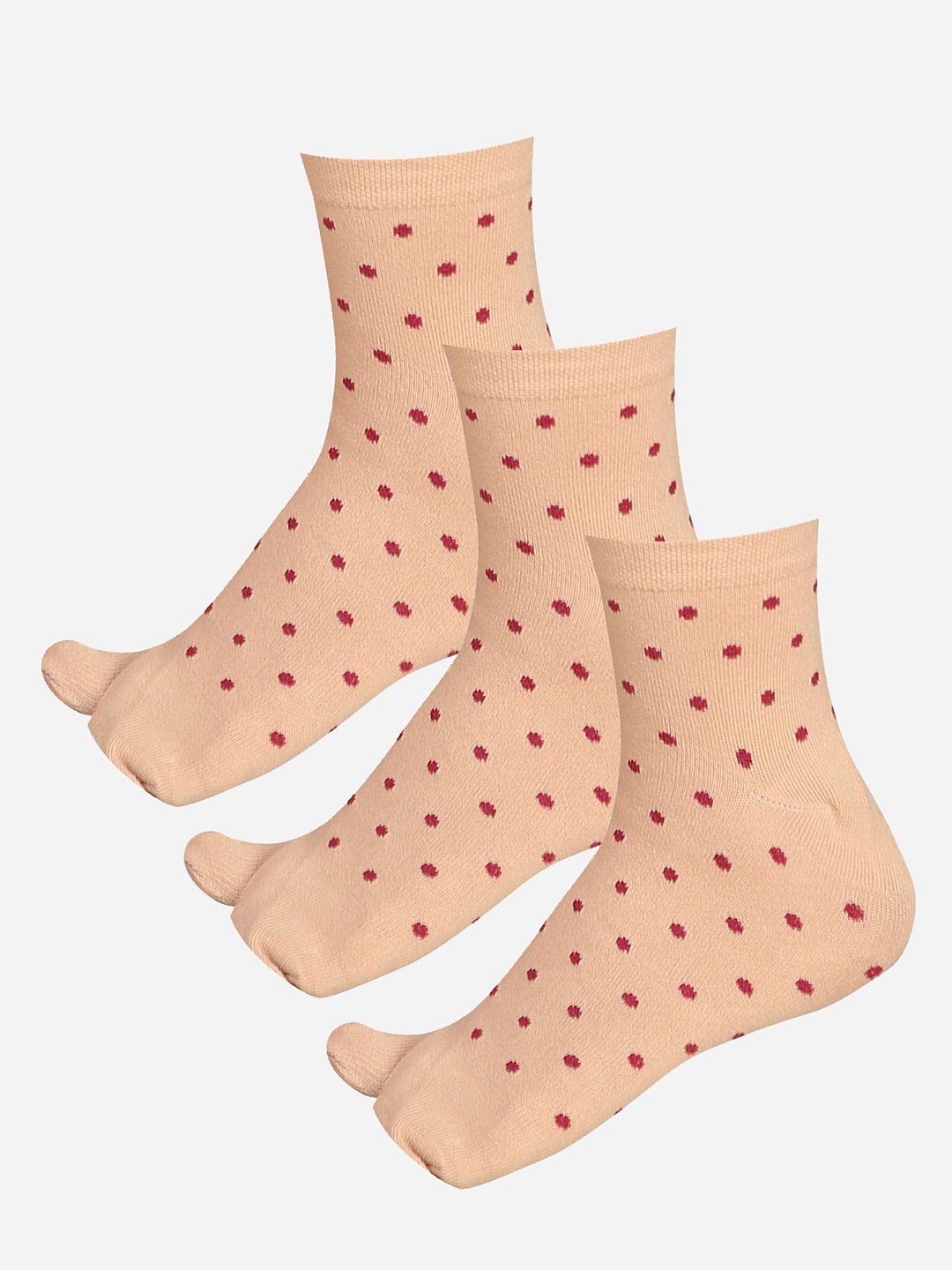 

Bodycare Women Pack Of 3 Printed Cotton Ankle Length Socks, Beige