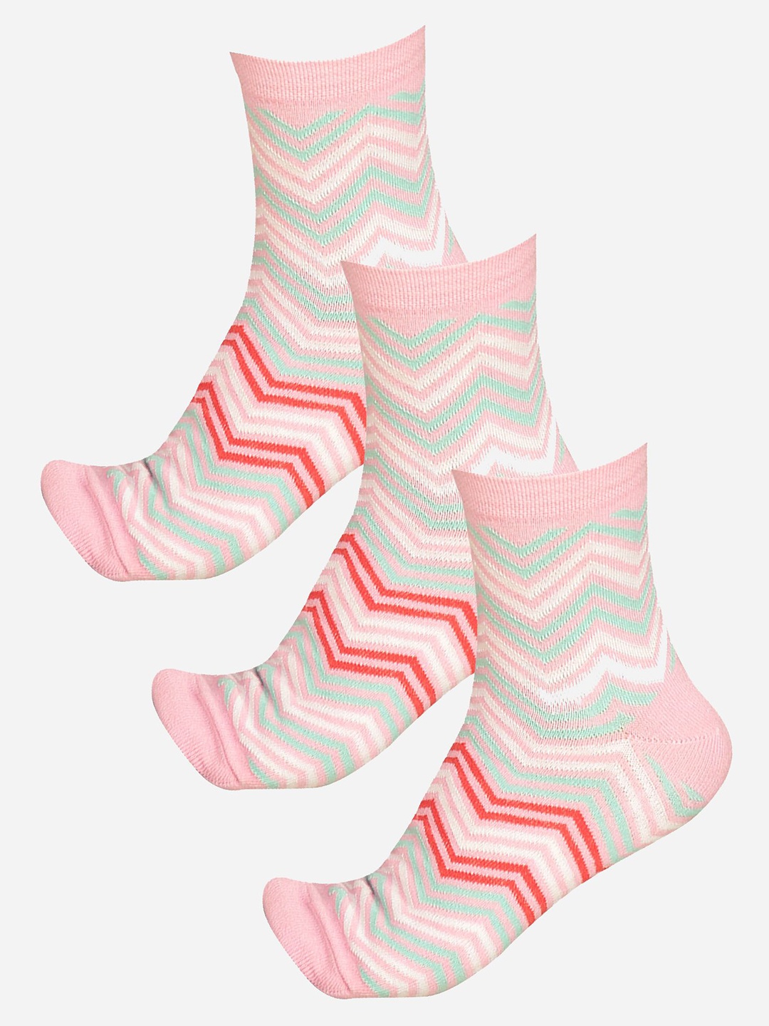 

Bodycare Women Pack Of 3 Printed Cotton Ankle-Length Socks, Pink