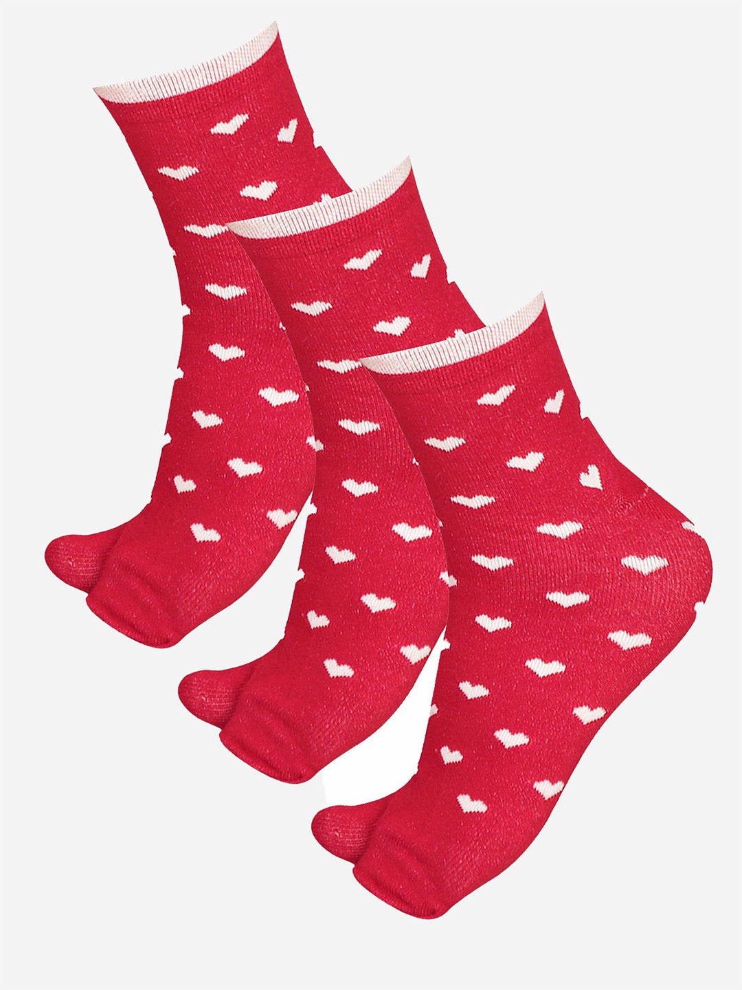 

Bodycare Pack of 3 Printed Cotton Ankle Length Socks, Red