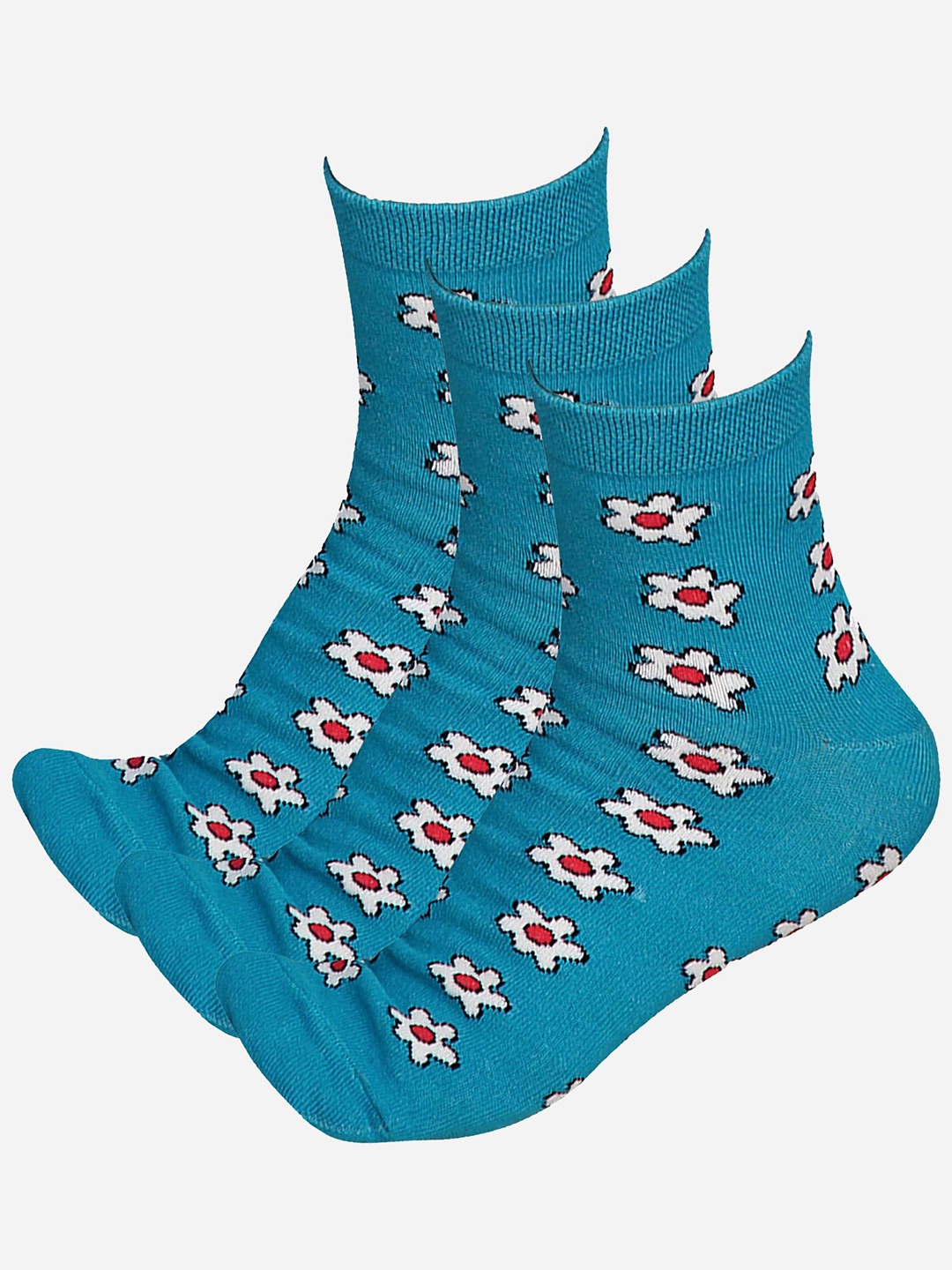 

Bodycare Women Pack Of 3 Printed Ankle-Length Socks, Turquoise blue