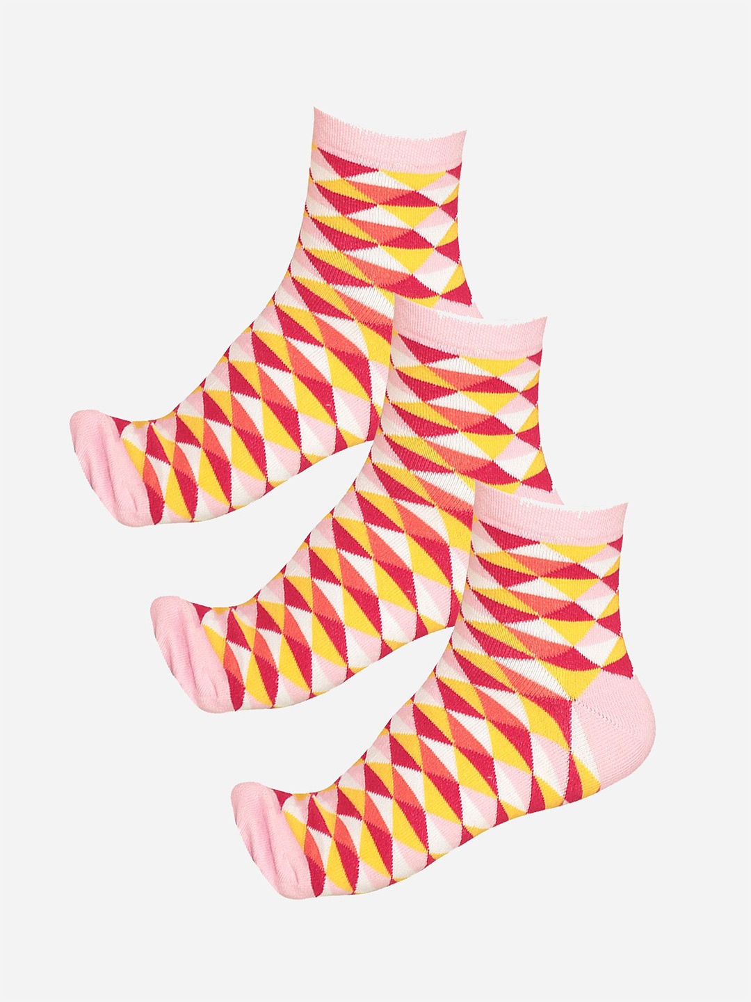 

Bodycare Pack Of 3 Printed Cotton Ankle-Length Socks, Pink