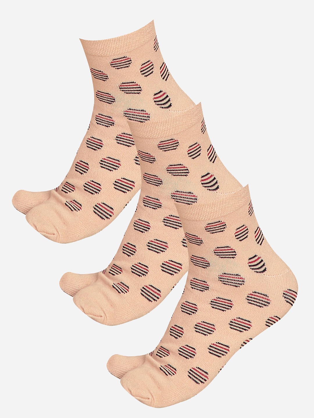 

Bodycare Women Pack Of 3 Printed Cotton Ankle Length Thumb Socks, Beige
