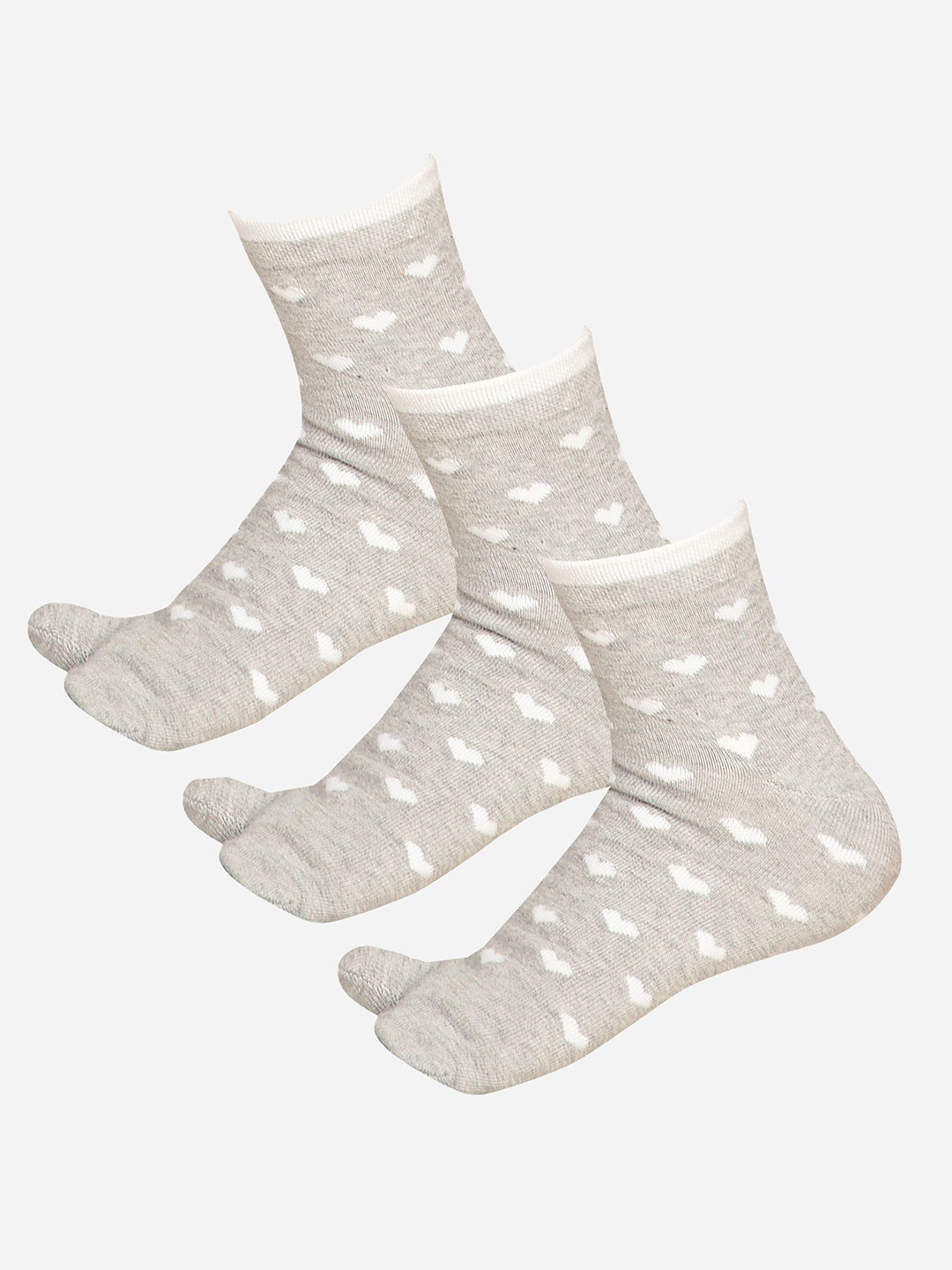 

Bodycare Women's Pack Of 3 Printed Ankle Length Thumb Socks, Grey melange