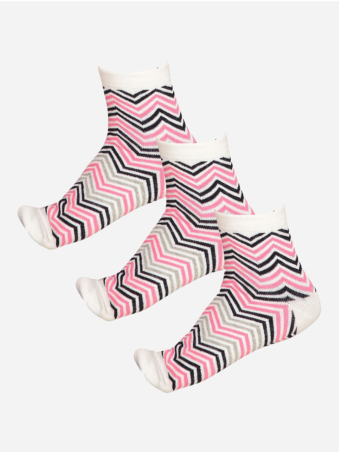 

Bodycare Pack Of 3 Printed Cotton Ankle-Length Socks, Off white