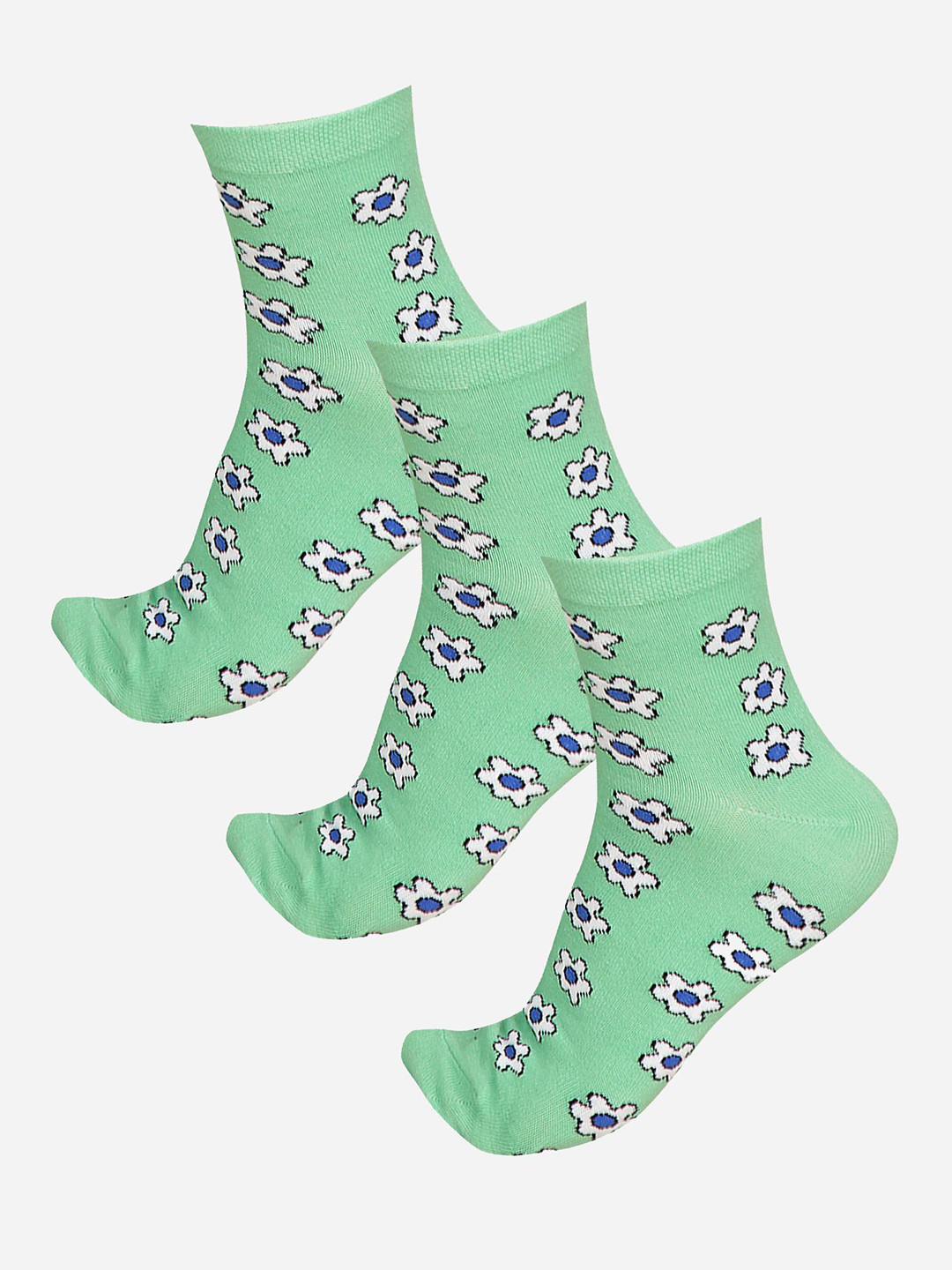 

Bodycare Women Pack Of 3 Printed Cotton Ankle Length Socks, Green
